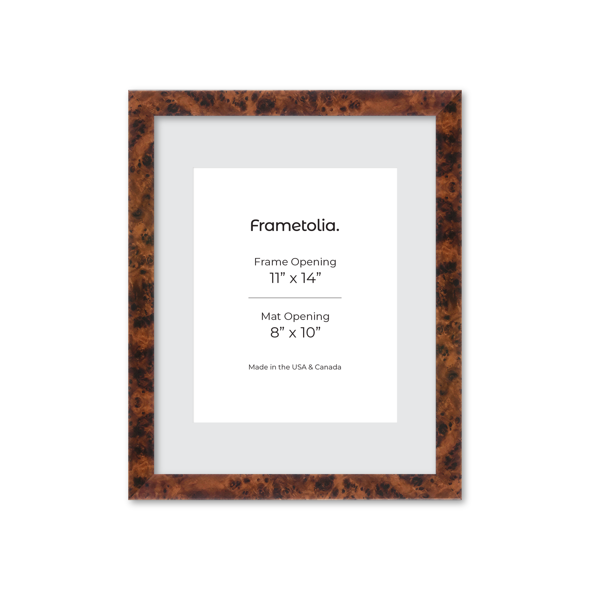 11" x 14" Amber Burlwood Lucca Wall Frame