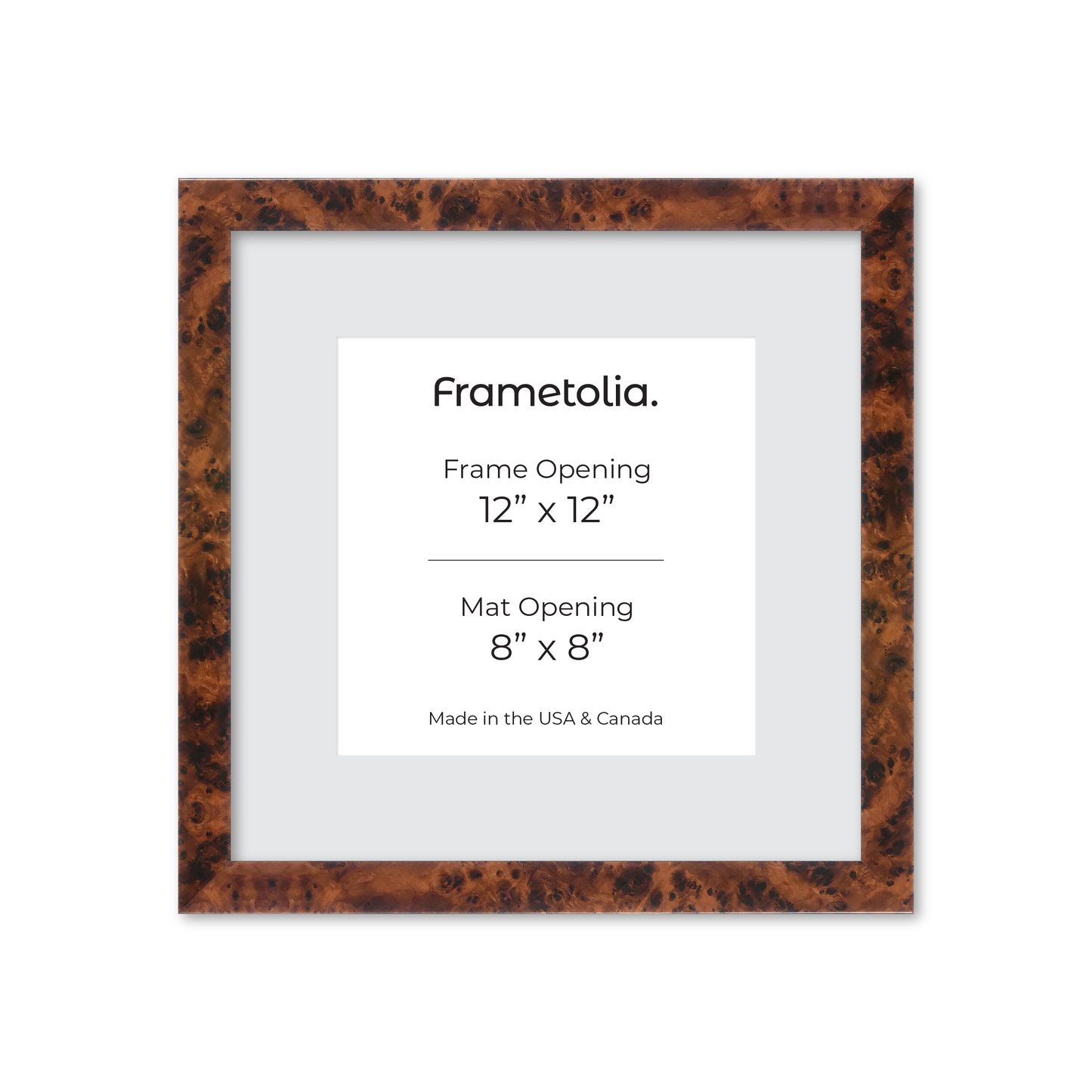 12" x 12" Amber Burlwood Lucca Wall Frame