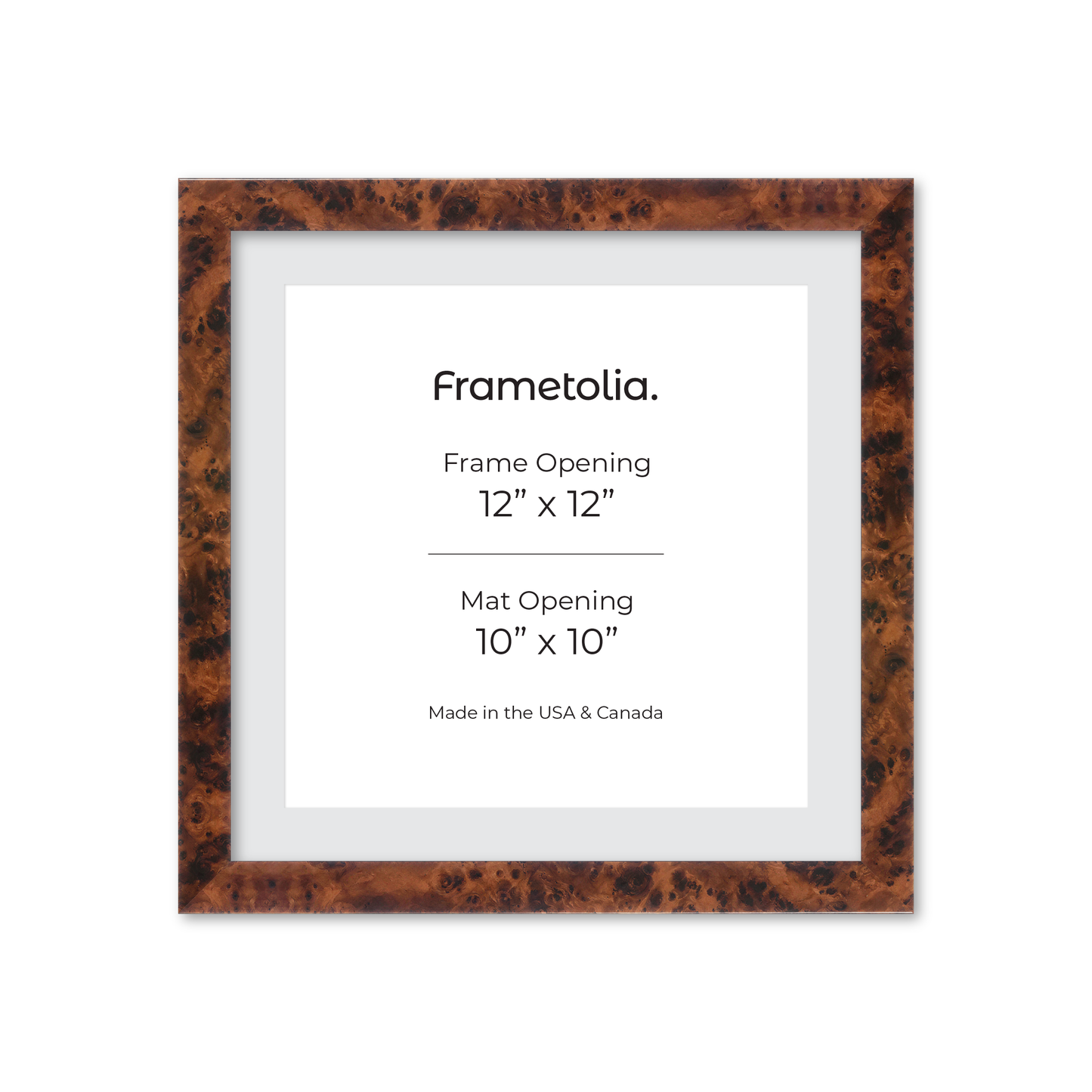 12" x 12" Amber Burlwood Lucca Wall Frame