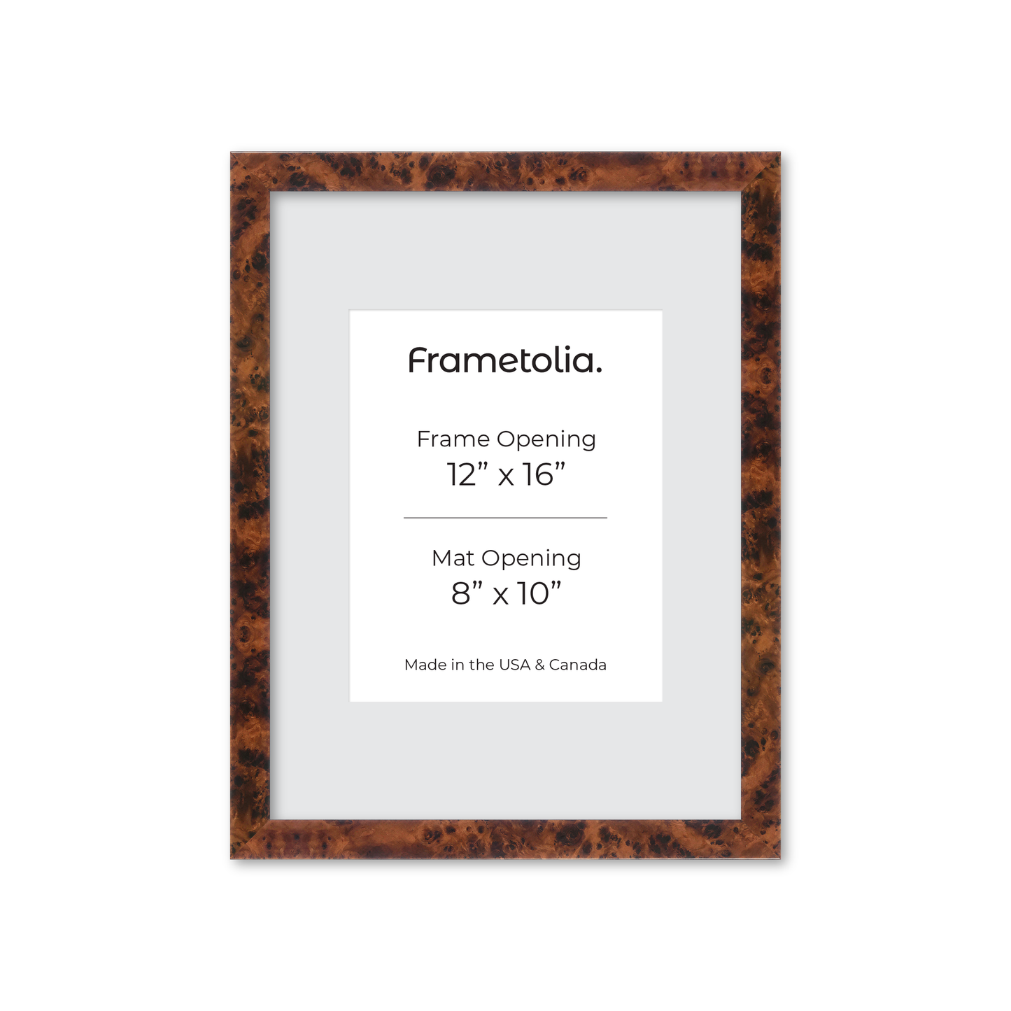 12" x 16" Amber Burlwood Lucca Wall Frame