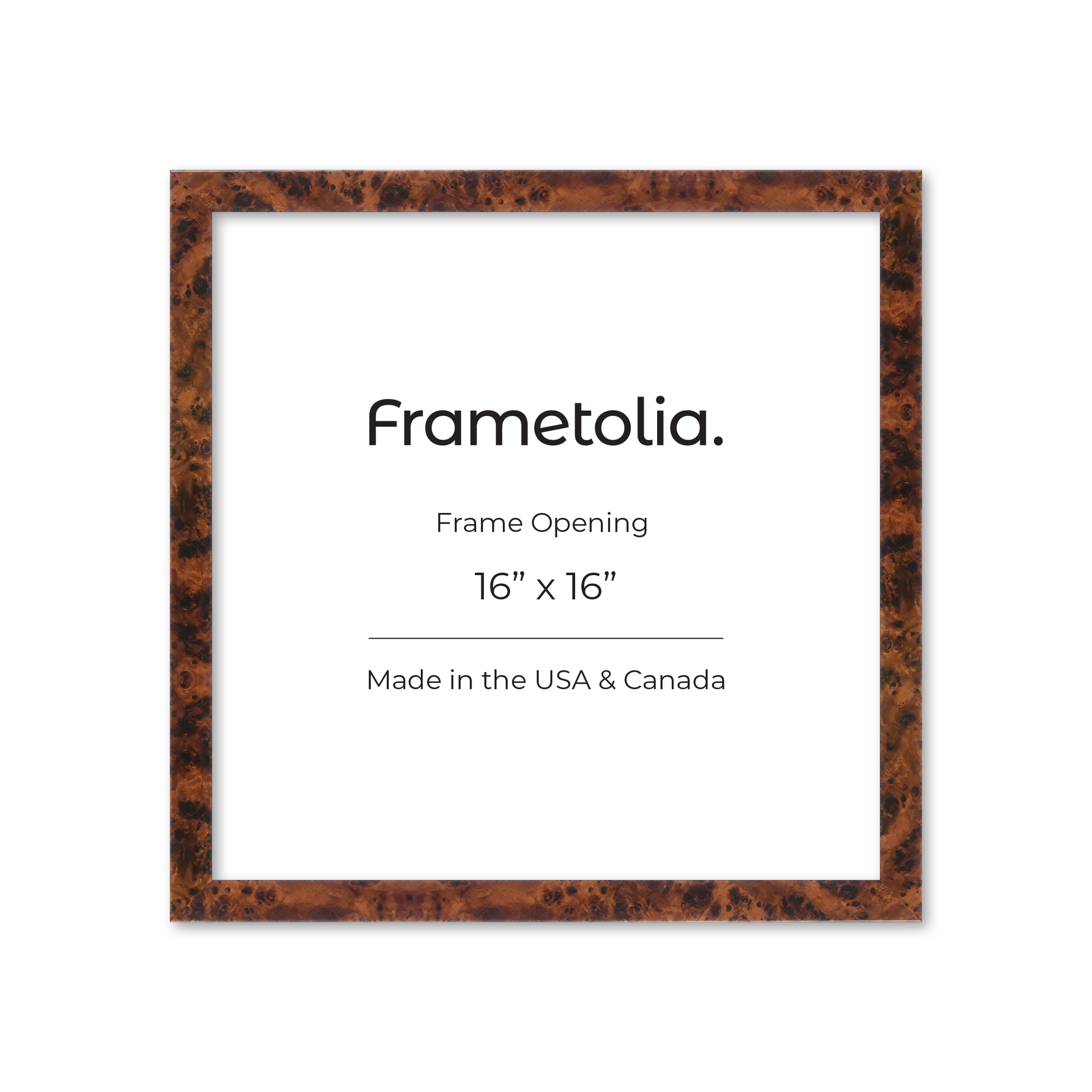 16" x 16" Amber Burlwood Lucca Wall Frame