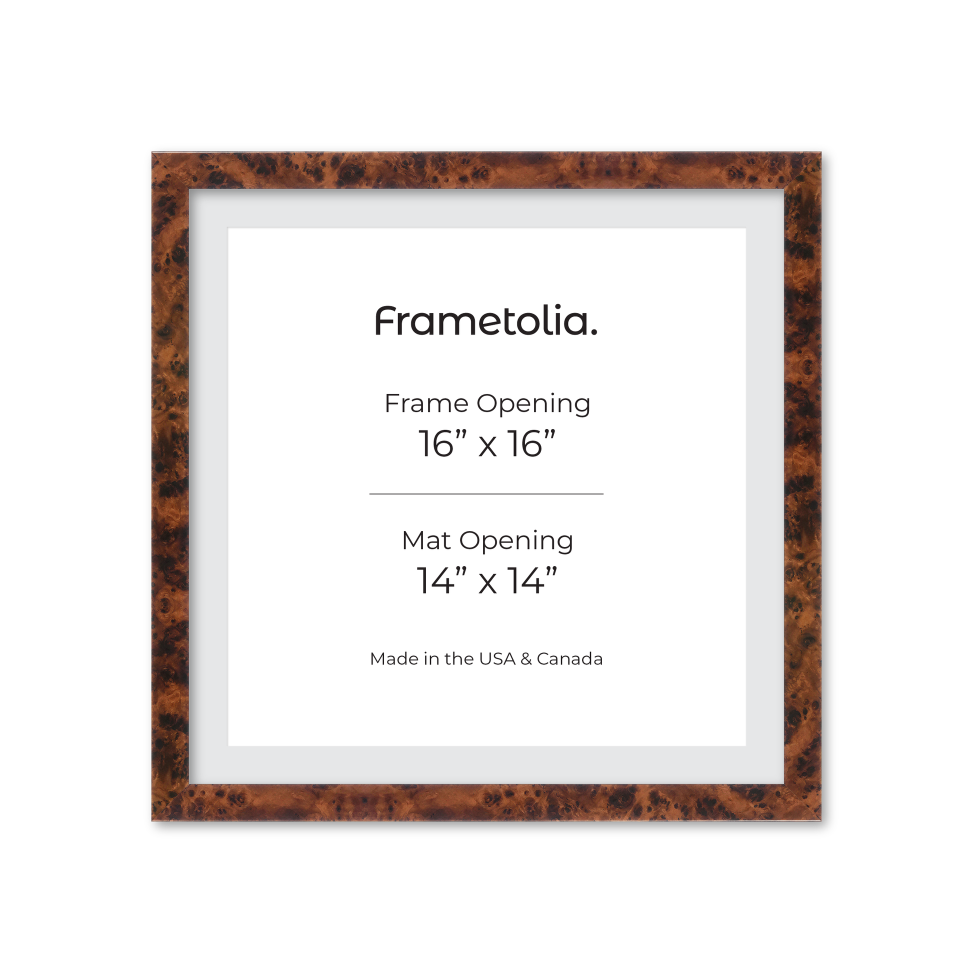 16" x 16" Amber Burlwood Lucca Wall Frame