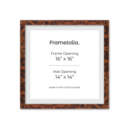 16" x 16" Amber Burlwood Lucca Wall Frame