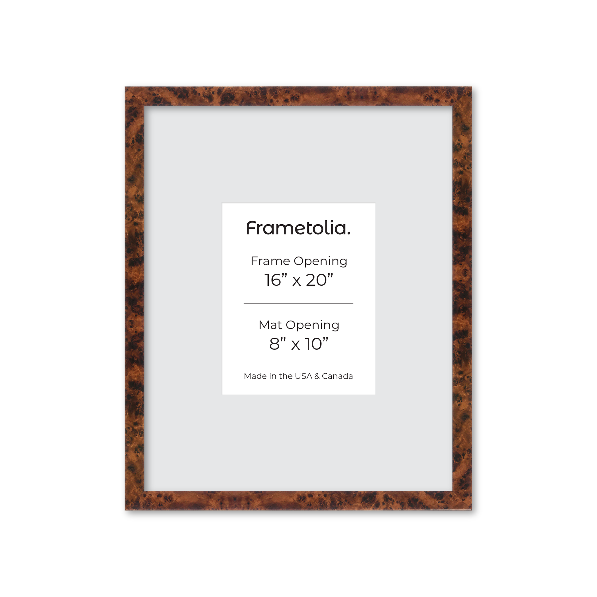 16" x 20" Amber Burlwood Lucca Wall Frame