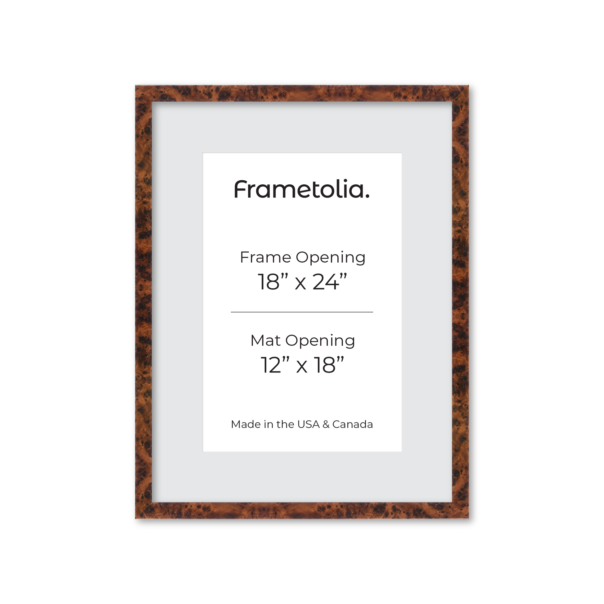 18" x 24" Amber Burlwood Lucca Wall Frame