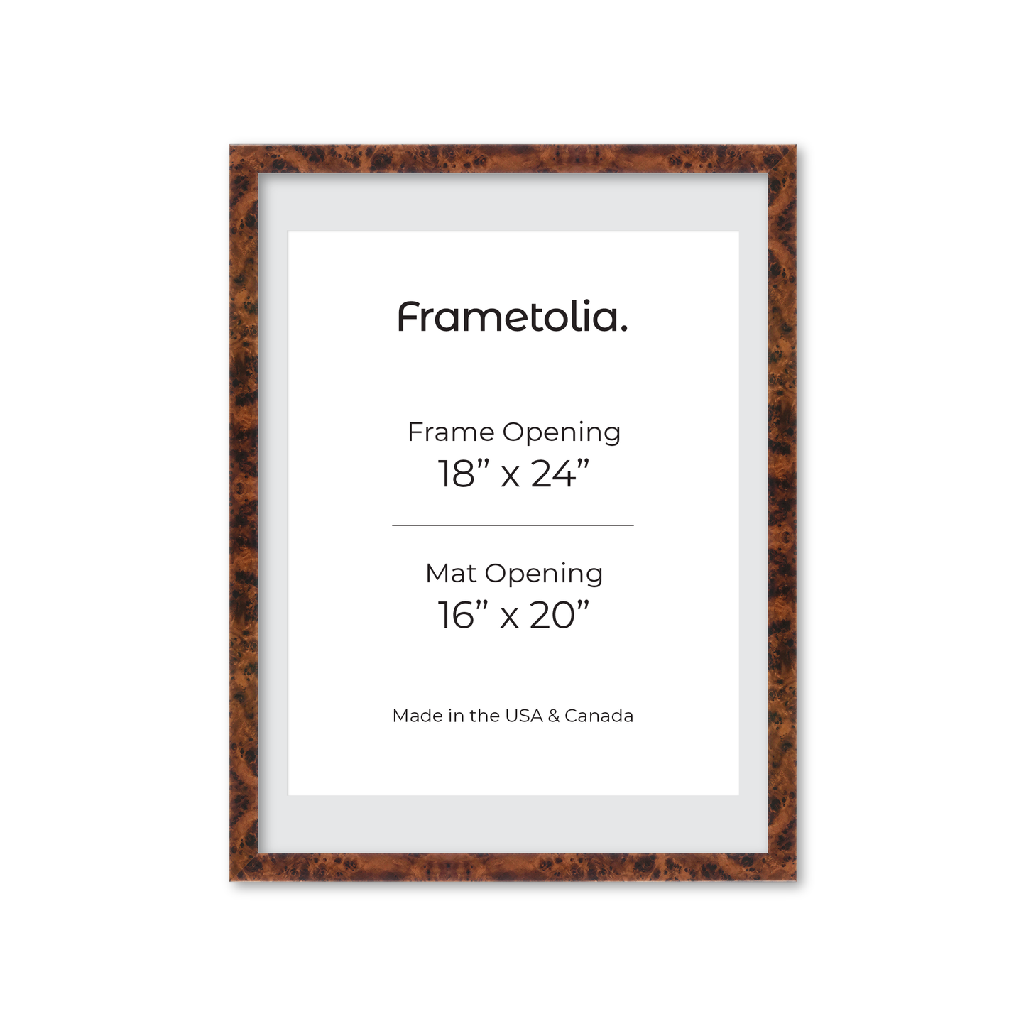 18" x 24" Amber Burlwood Lucca Wall Frame