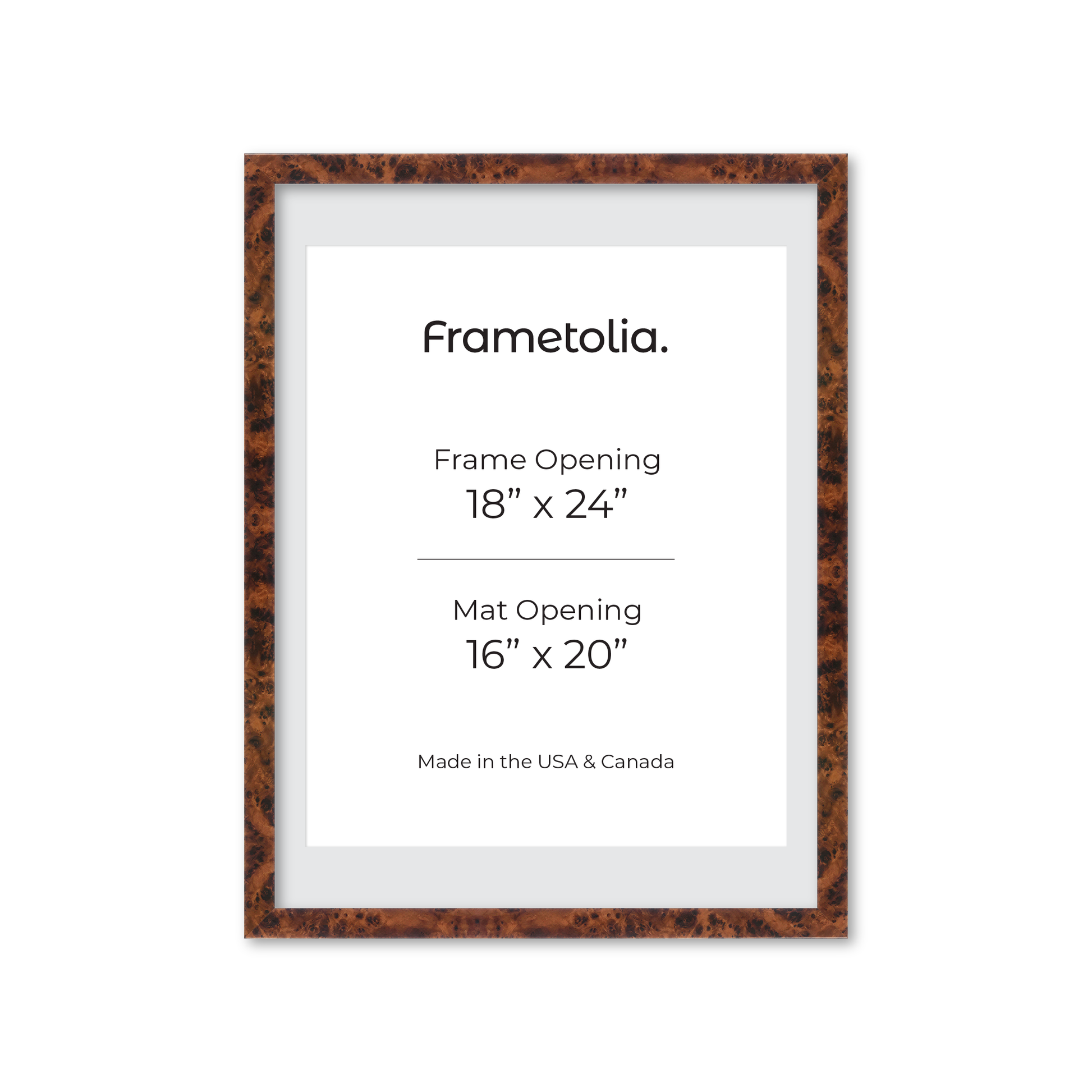18" x 24" Amber Burlwood Lucca Wall Frame