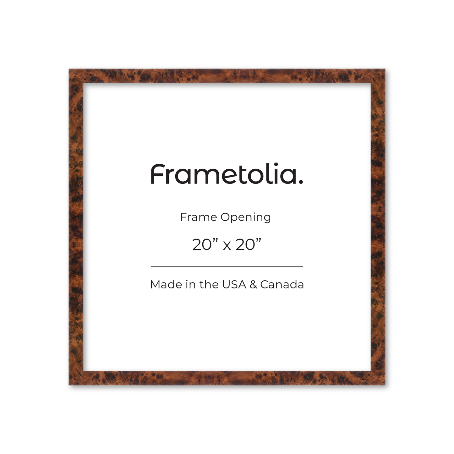 20" x 20" Amber Burlwood Lucca Wall Frame