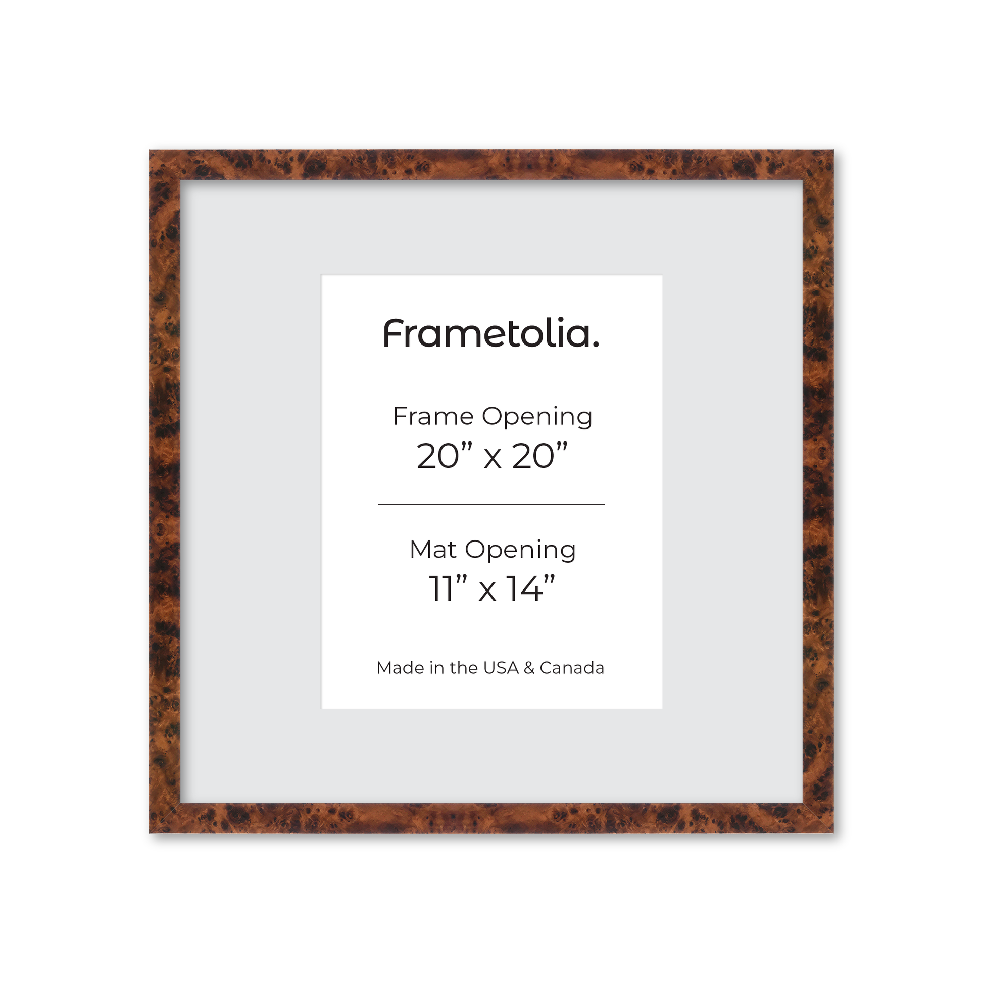 20" x 20" Amber Burlwood Lucca Wall Frame