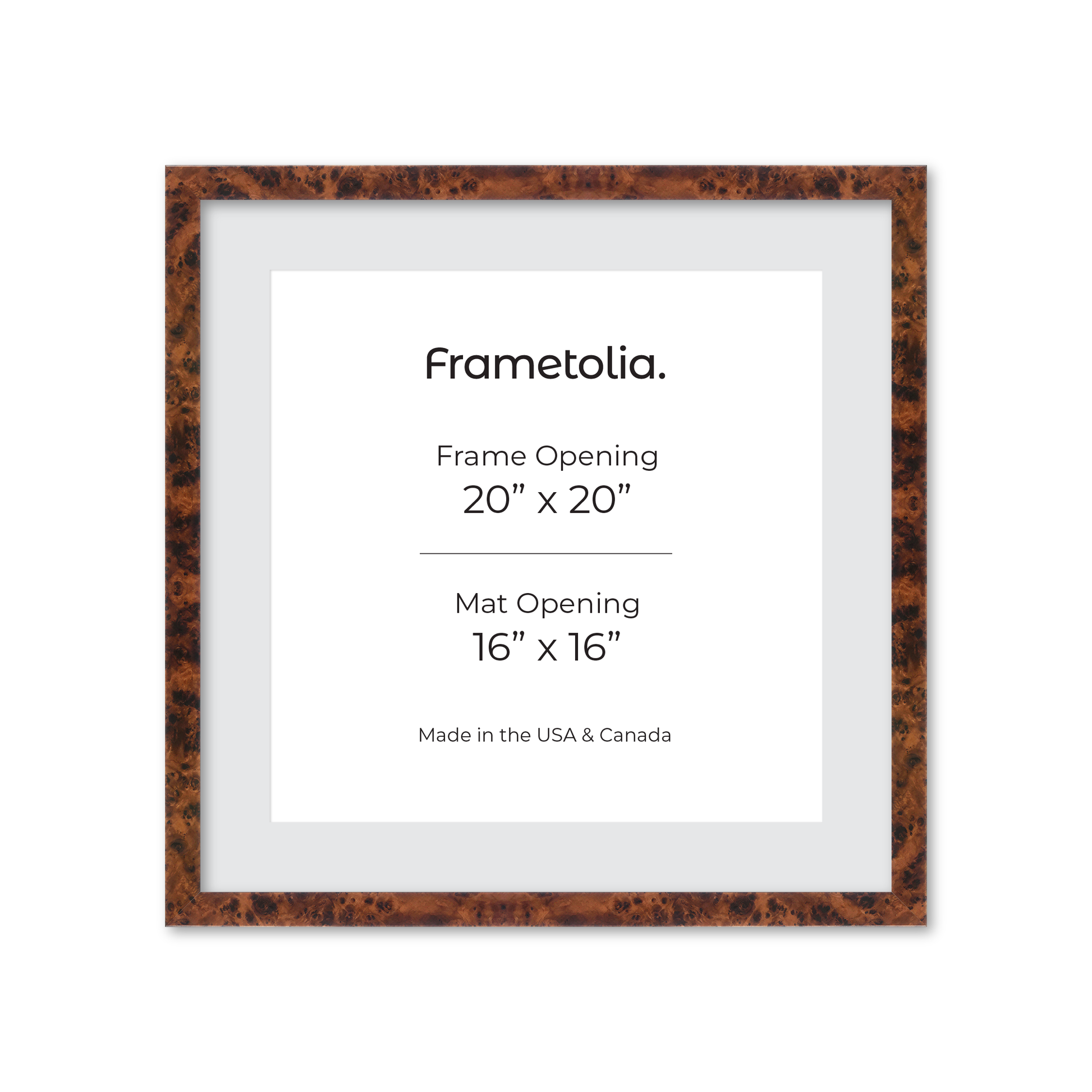 20" x 20" Amber Burlwood Lucca Wall Frame