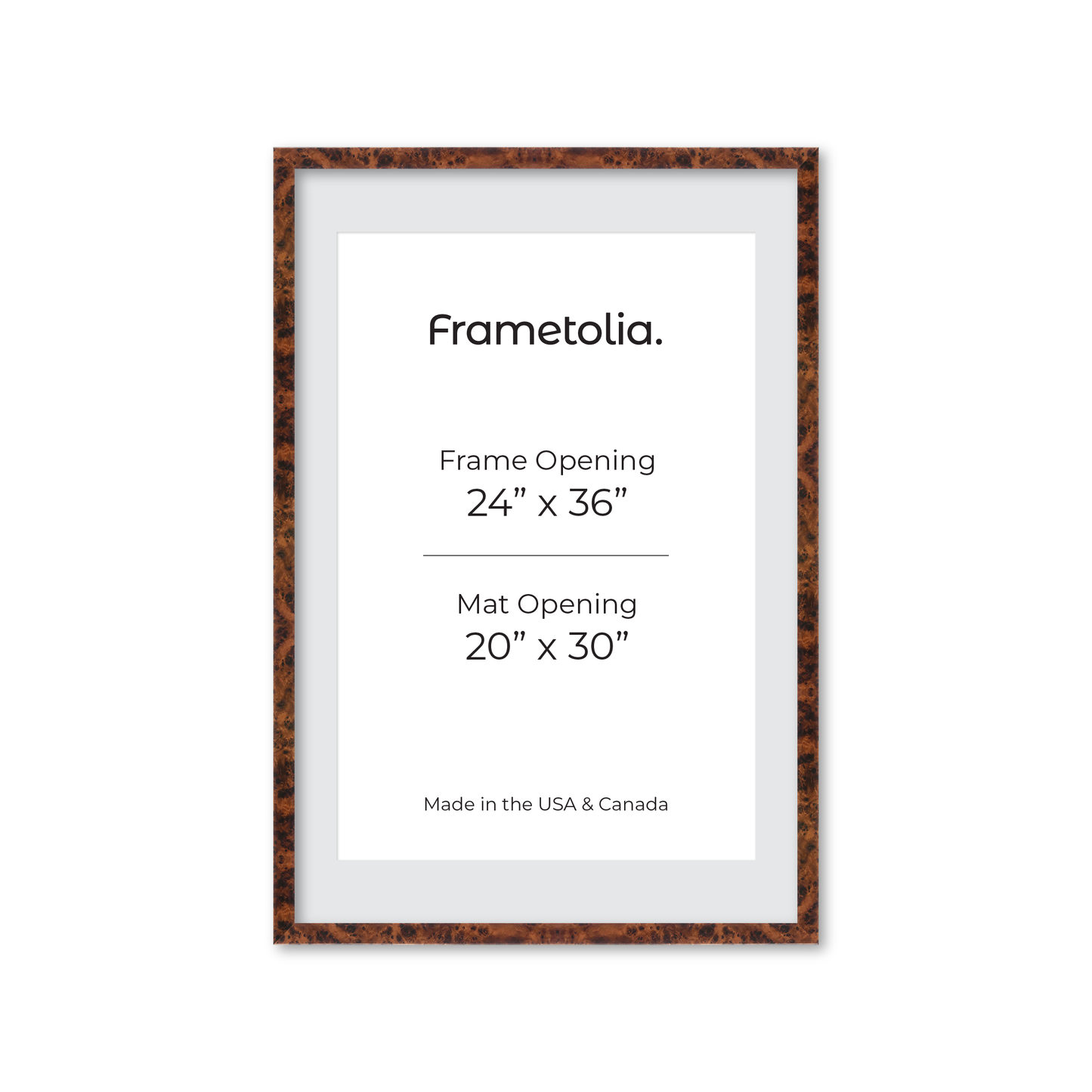 24" x 36" Amber Burlwood Lucca Wall Frame