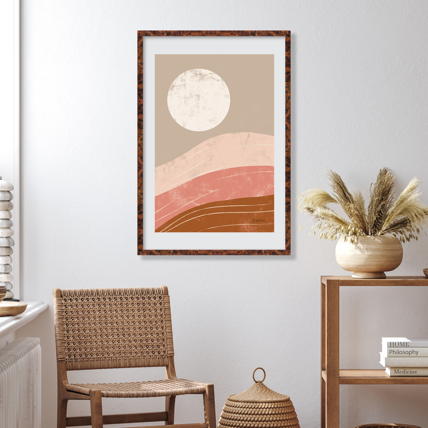 Amber Burlwood Lucca Wall Frame Hanging on the wall
