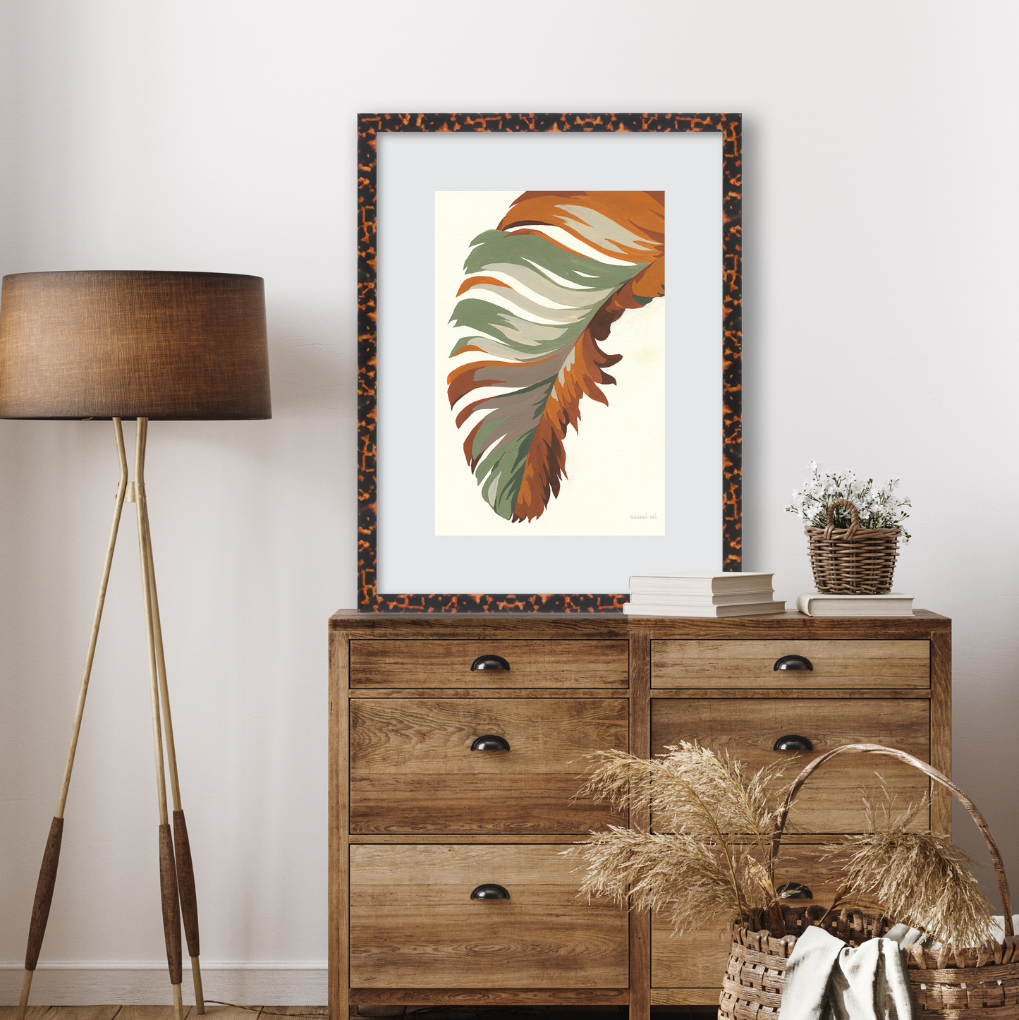 Tortoise Burlwood Lucca Wall Frame Hanging on the wall