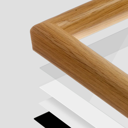 Light Oak Hudson Wall Frame corner Close up with layers broken out