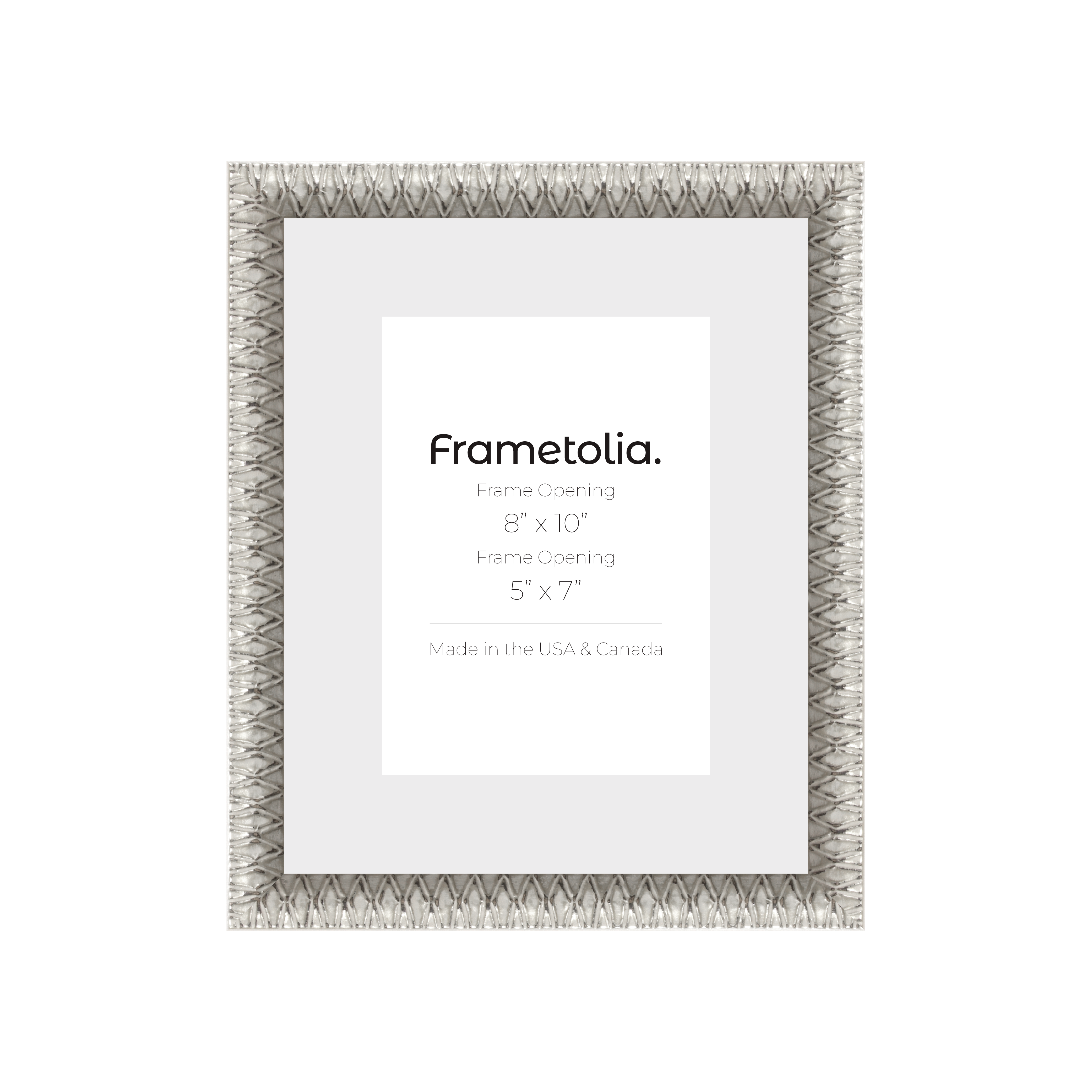 8 x 10 silver art deco frame with a 5 x 7 mat