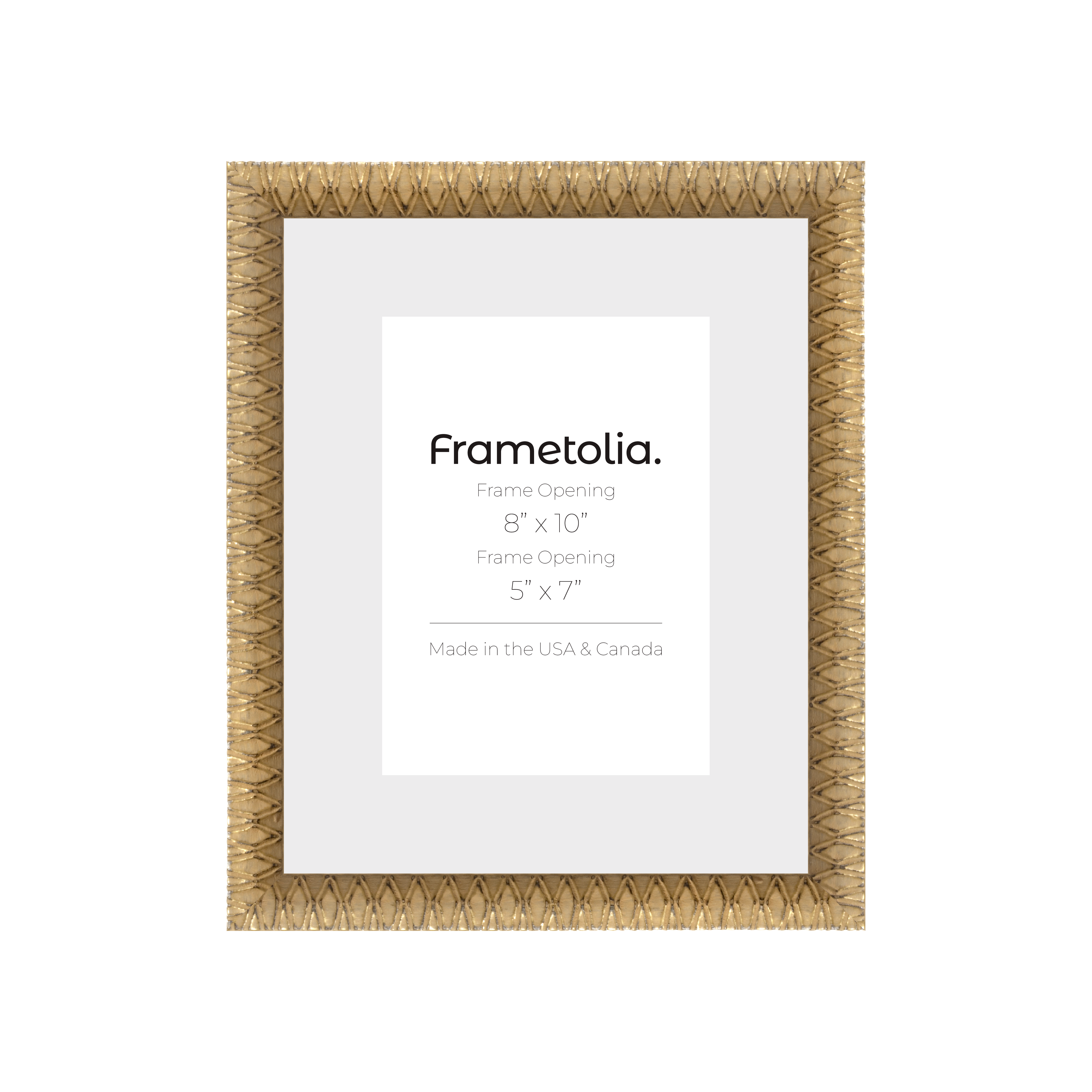 8 x 10 gold art deco frame with a 5 x 7 mat