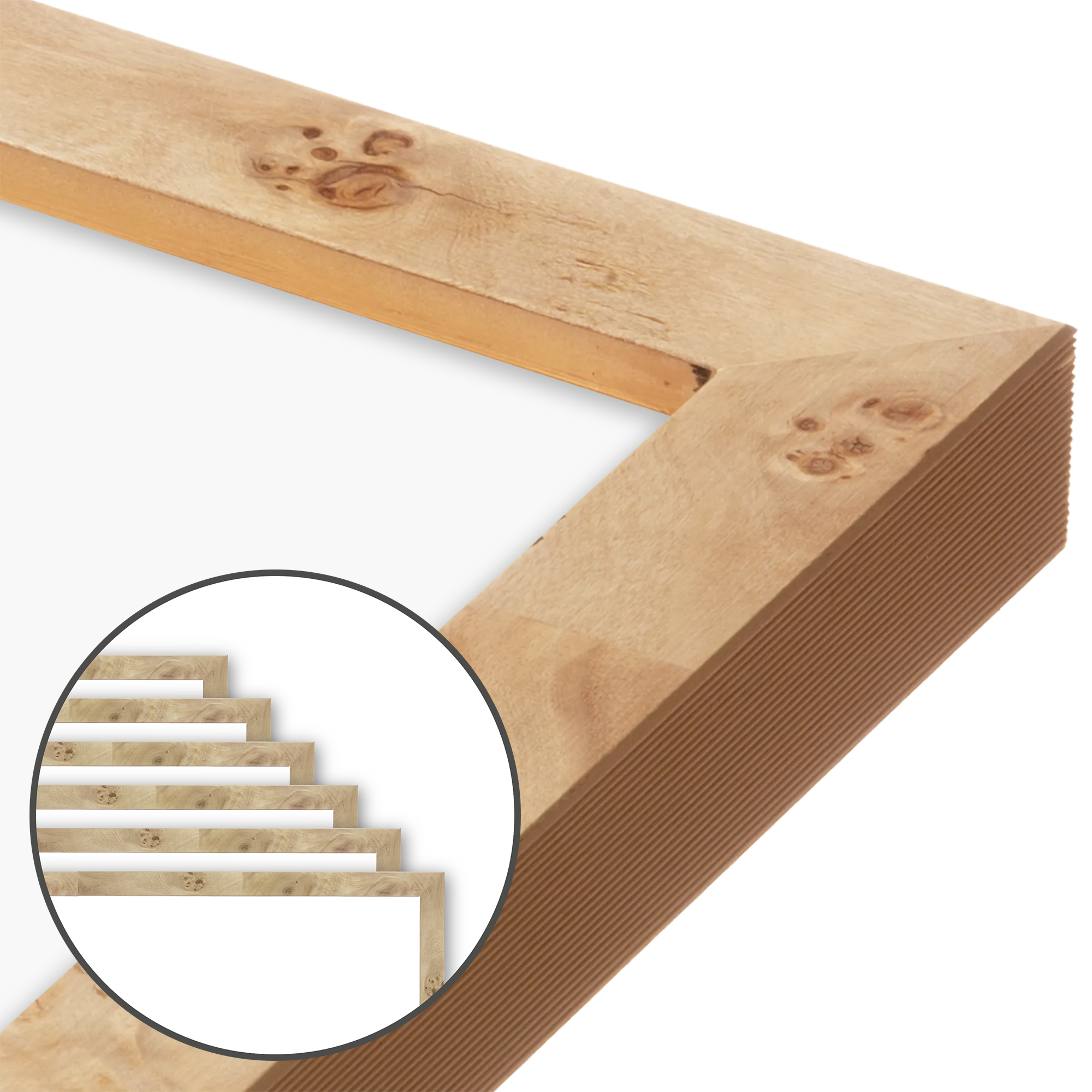 Natural Burlwood Medium Width Wall Frame Set Of 6 Frametolia