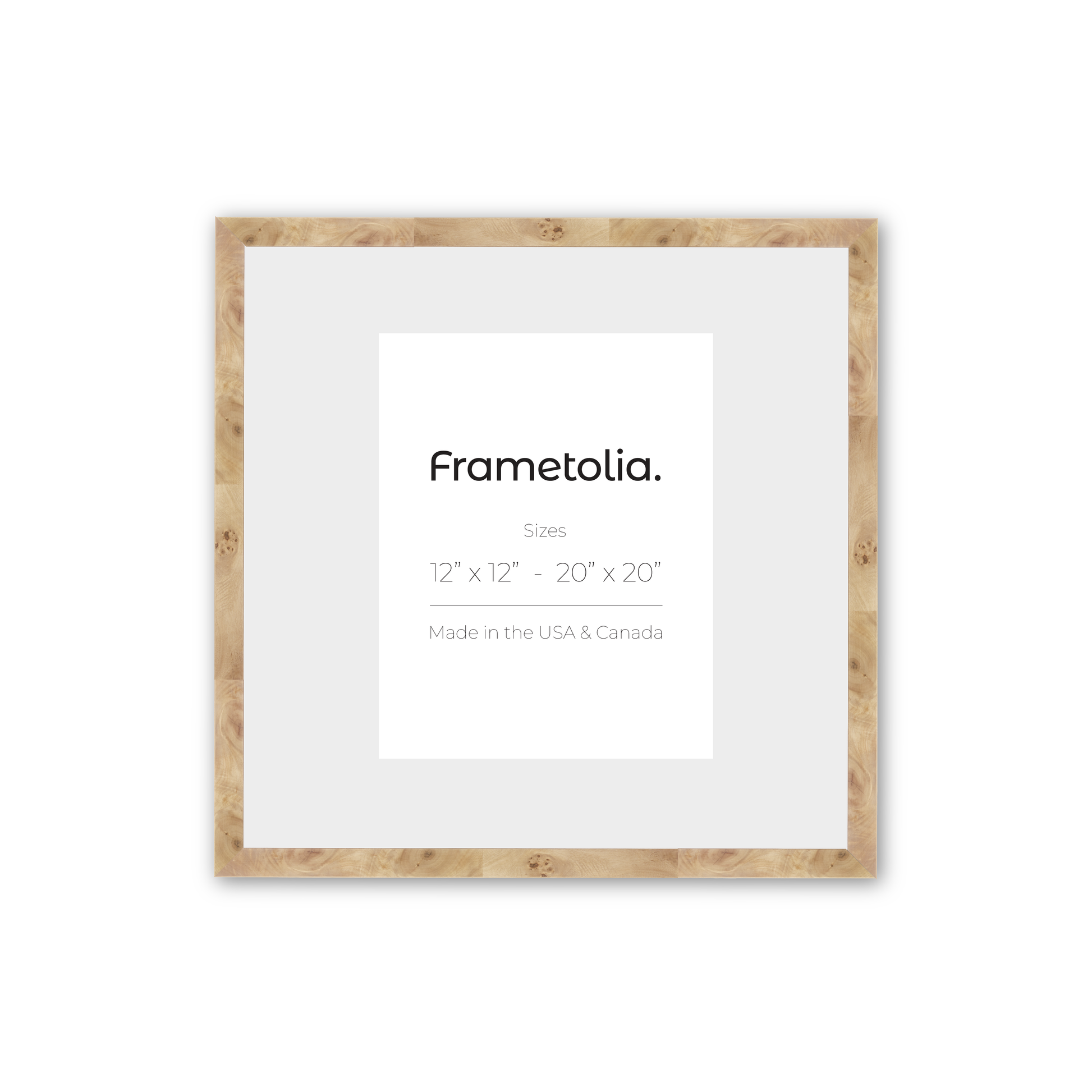 12" x 12" Natural Burlwood Medium Width Wall Frame