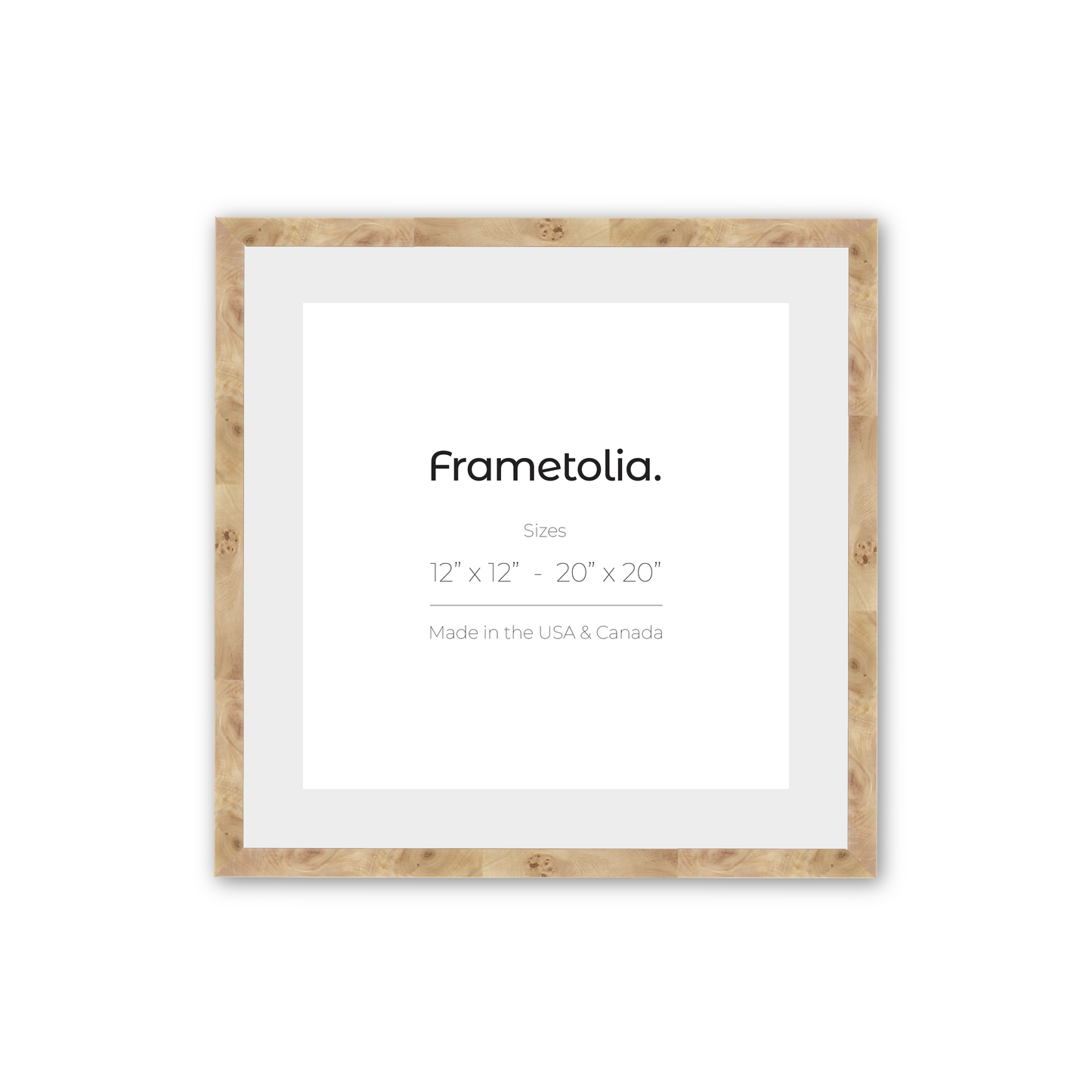 12" x 12" Natural Burlwood Medium Width Wall Frame