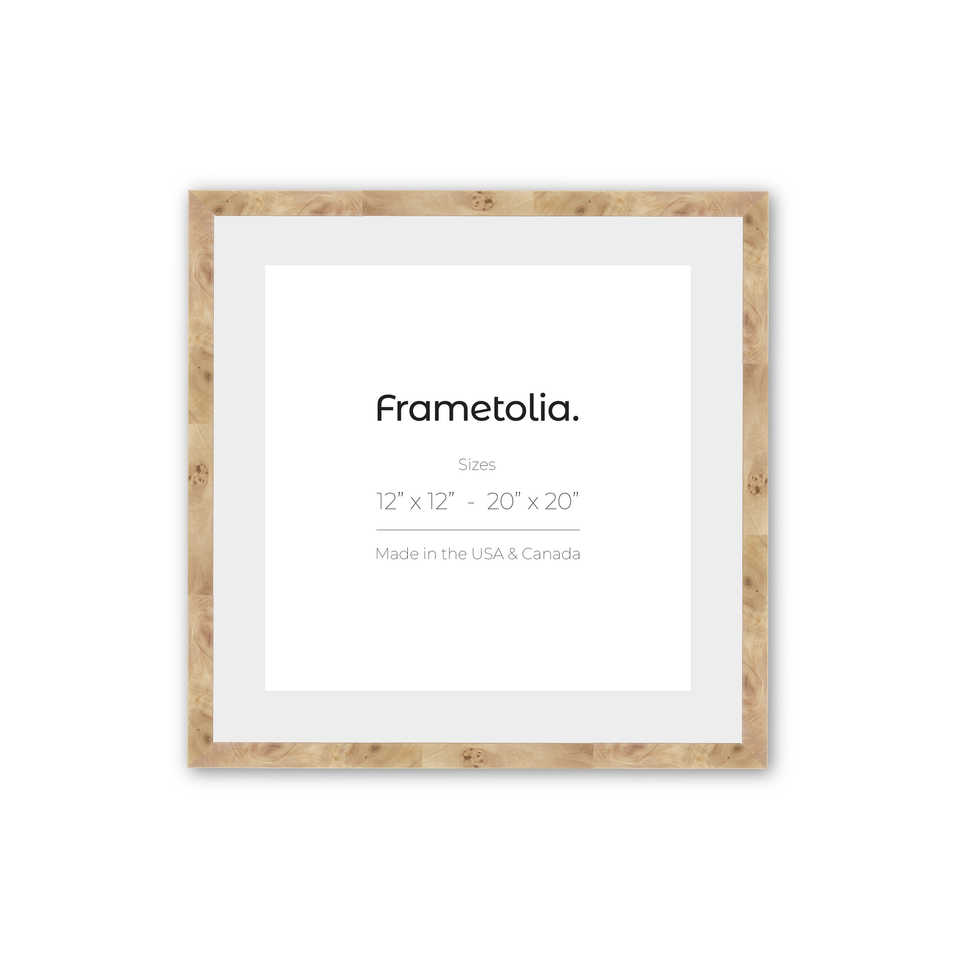 12" x 12" Natural Burlwood Medium Width Wall Frame