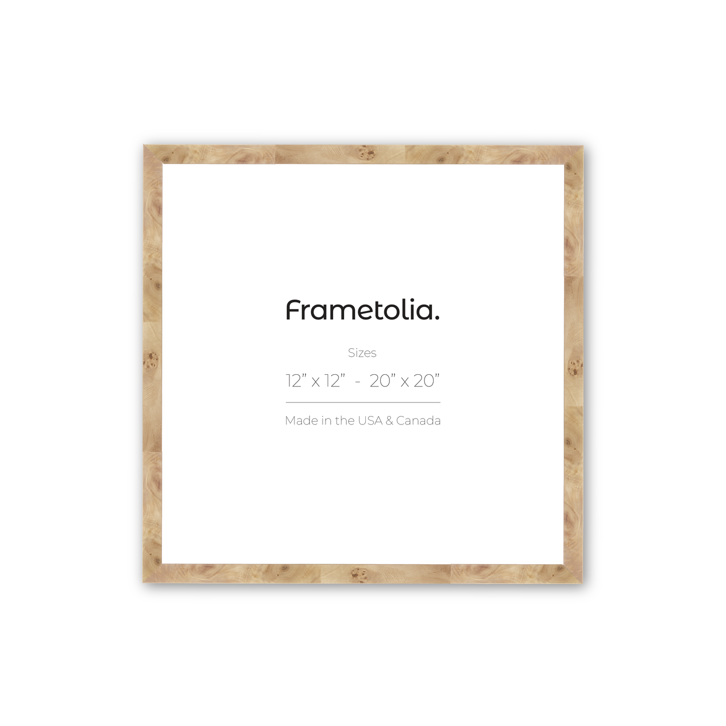 12" x 12" Natural Burlwood Medium Width Wall Frame