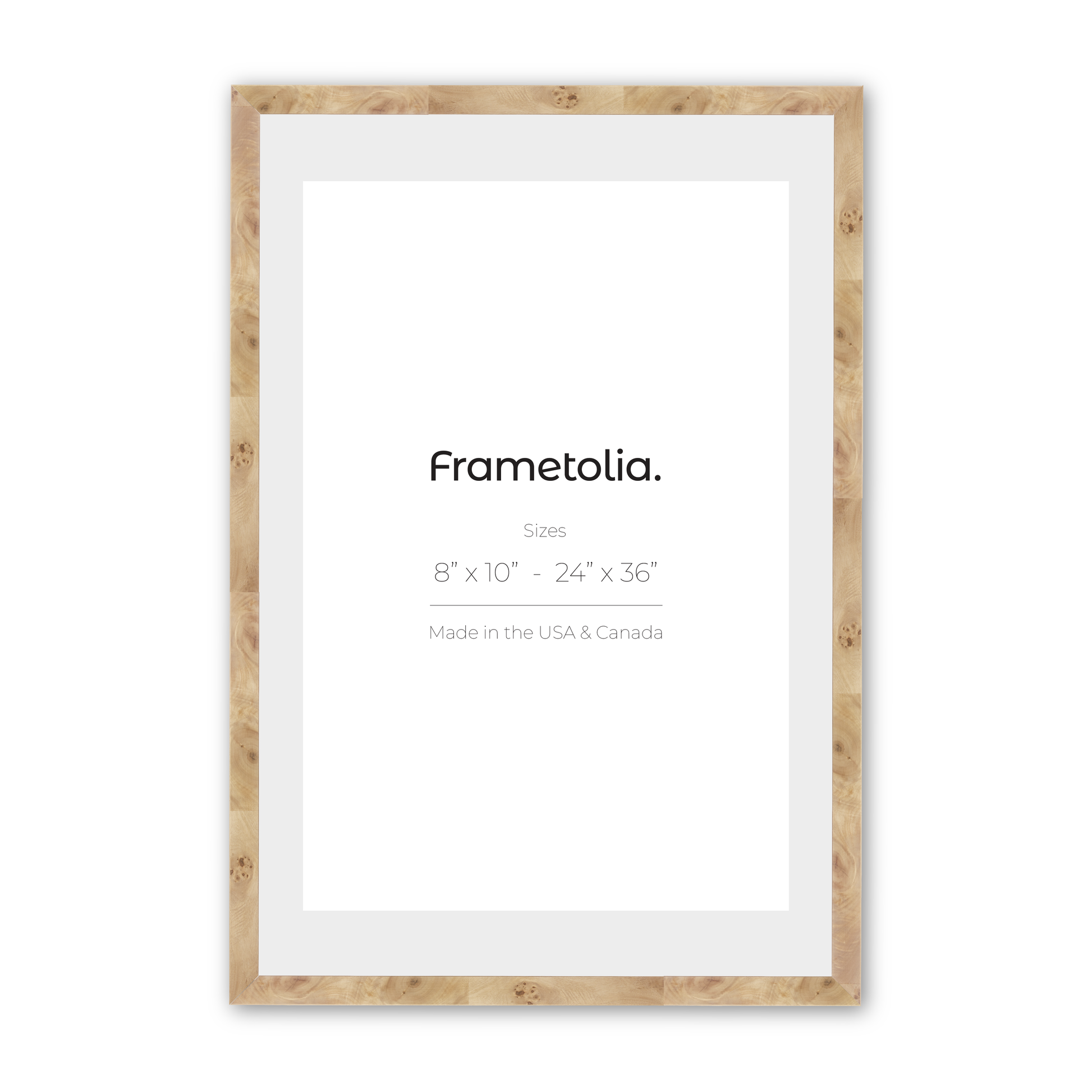 12" x 16" Natural Burlwood Medium Width Wall Frame