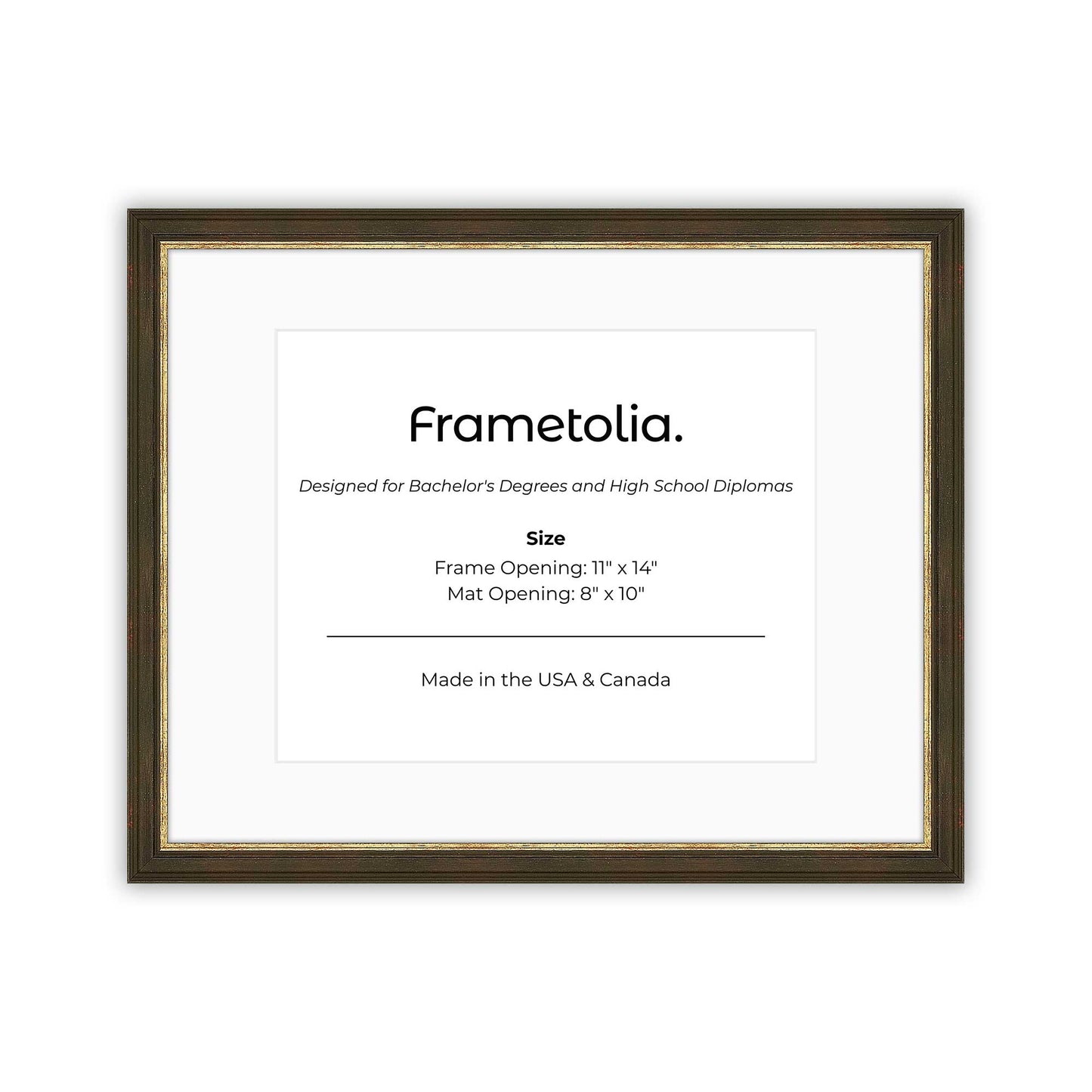 11" x 14" Black and Gold FAMILY  Diploma Frame with Mat - 8 x 10 opening