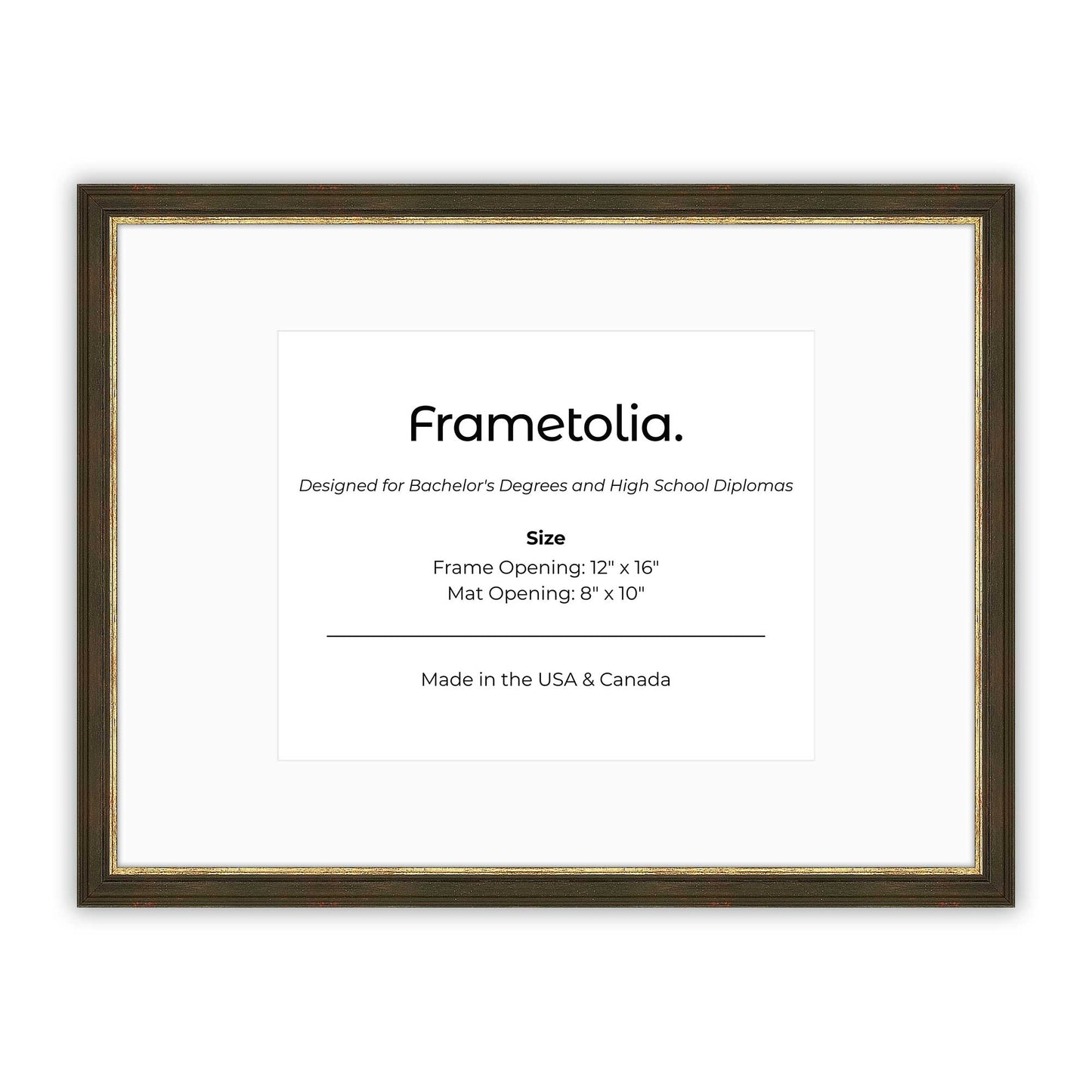 12" x 16" Black and Gold FAMILY  Diploma Frame with Mat - 8 x 10 opening