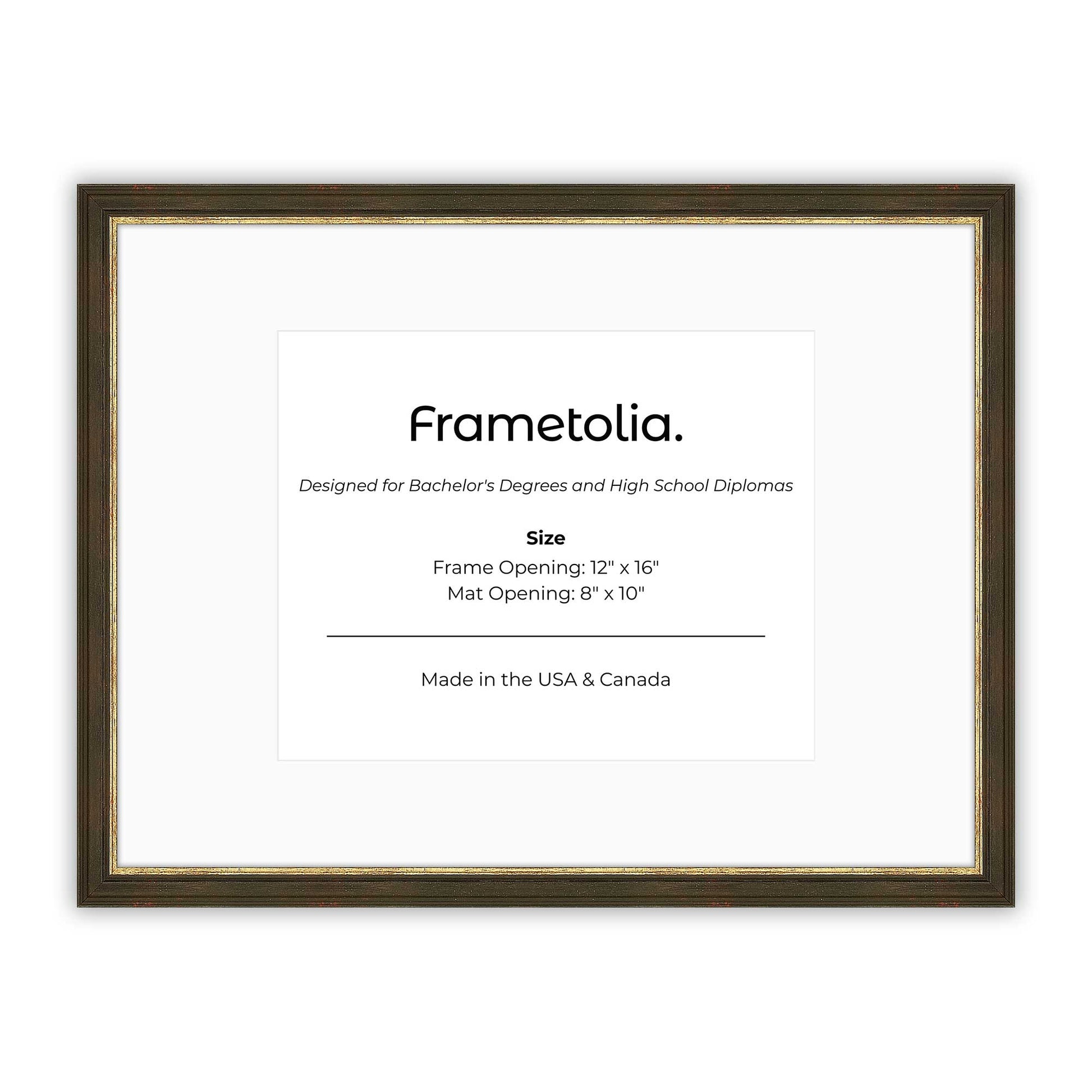 12" x 16" Black and Gold FAMILY  Diploma Frame with Mat - 8 x 10 opening