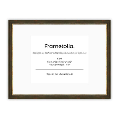 12" x 16" Black and Gold FAMILY  Diploma Frame with Mat - 8 x 10 opening