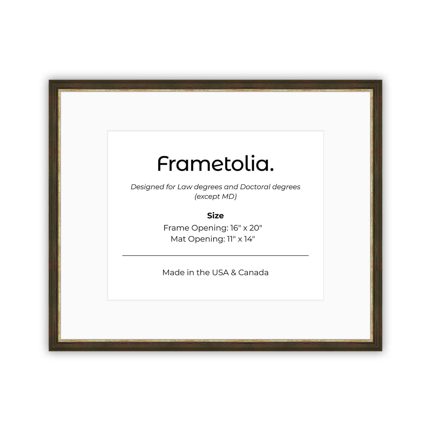 16" x 20" Black and Gold FAMILY  Diploma Frame with Mat - 11 x 14 opening