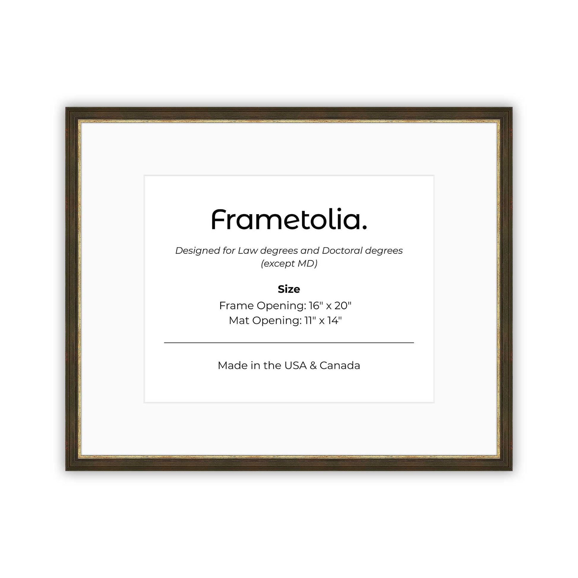16" x 20" Black and Gold FAMILY  Diploma Frame with Mat - 11 x 14 opening
