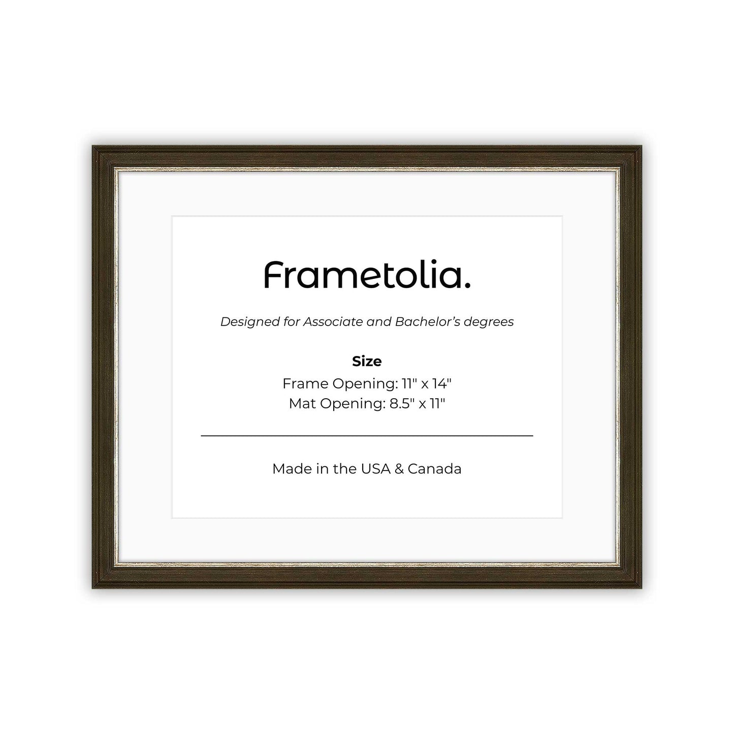 11" x 14" Black and Silver FAMILY  Diploma Frame with mat -  8.5 x 11 opening