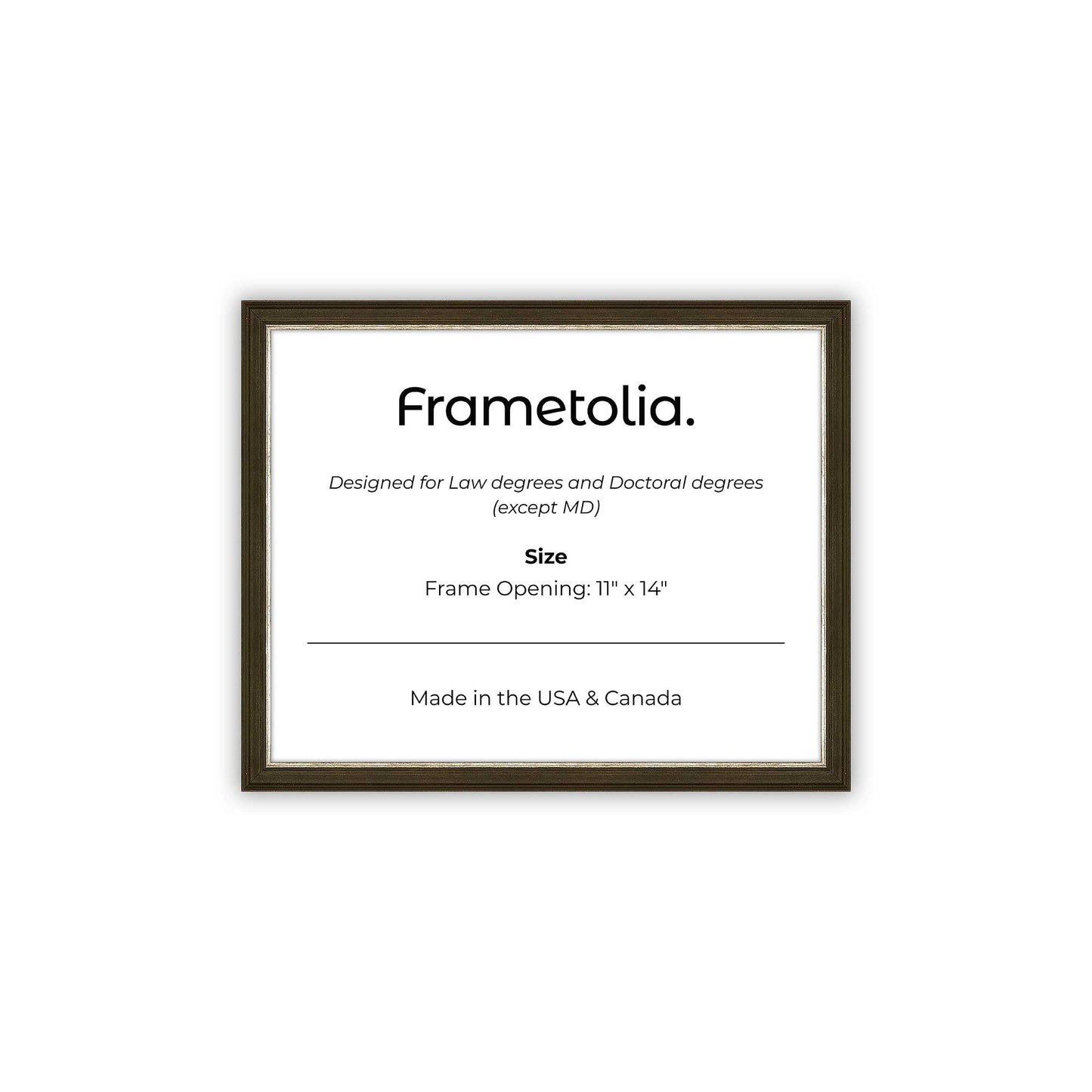11" x 14" Black and Silver FAMILY  Diploma Frame - No Mat