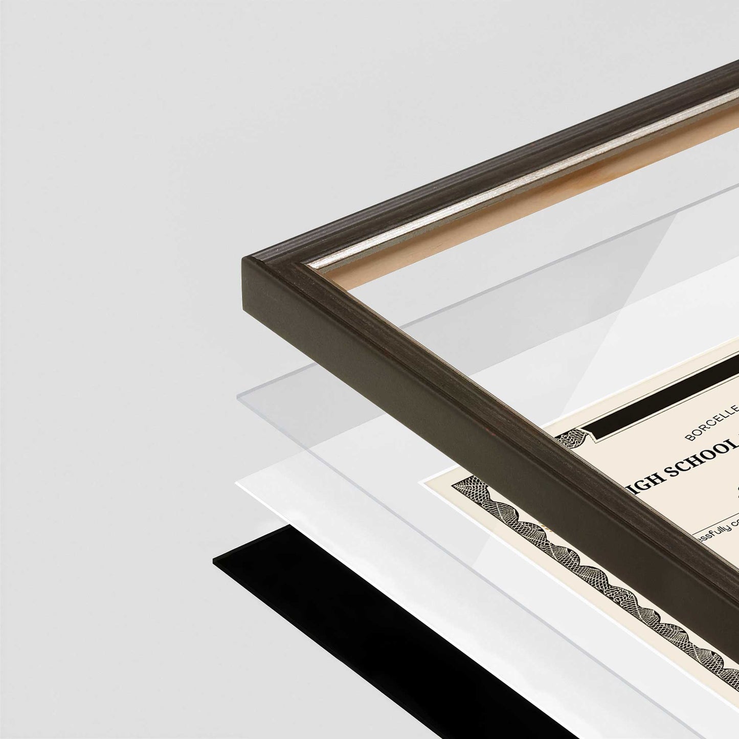 Black and Silver FAMILY Wall Frame corner Close up with layers broken out