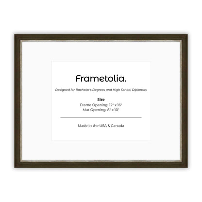 12" x 16" Black and Silver FAMILY  Diploma Frame with Mat - 8 x 10 opening