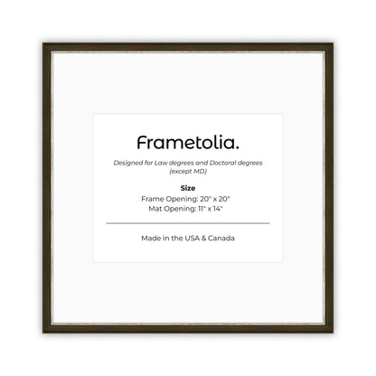 20" x 20" Black and Silver FAMILY  Diploma Frame with Mat - 11 x 14 opening