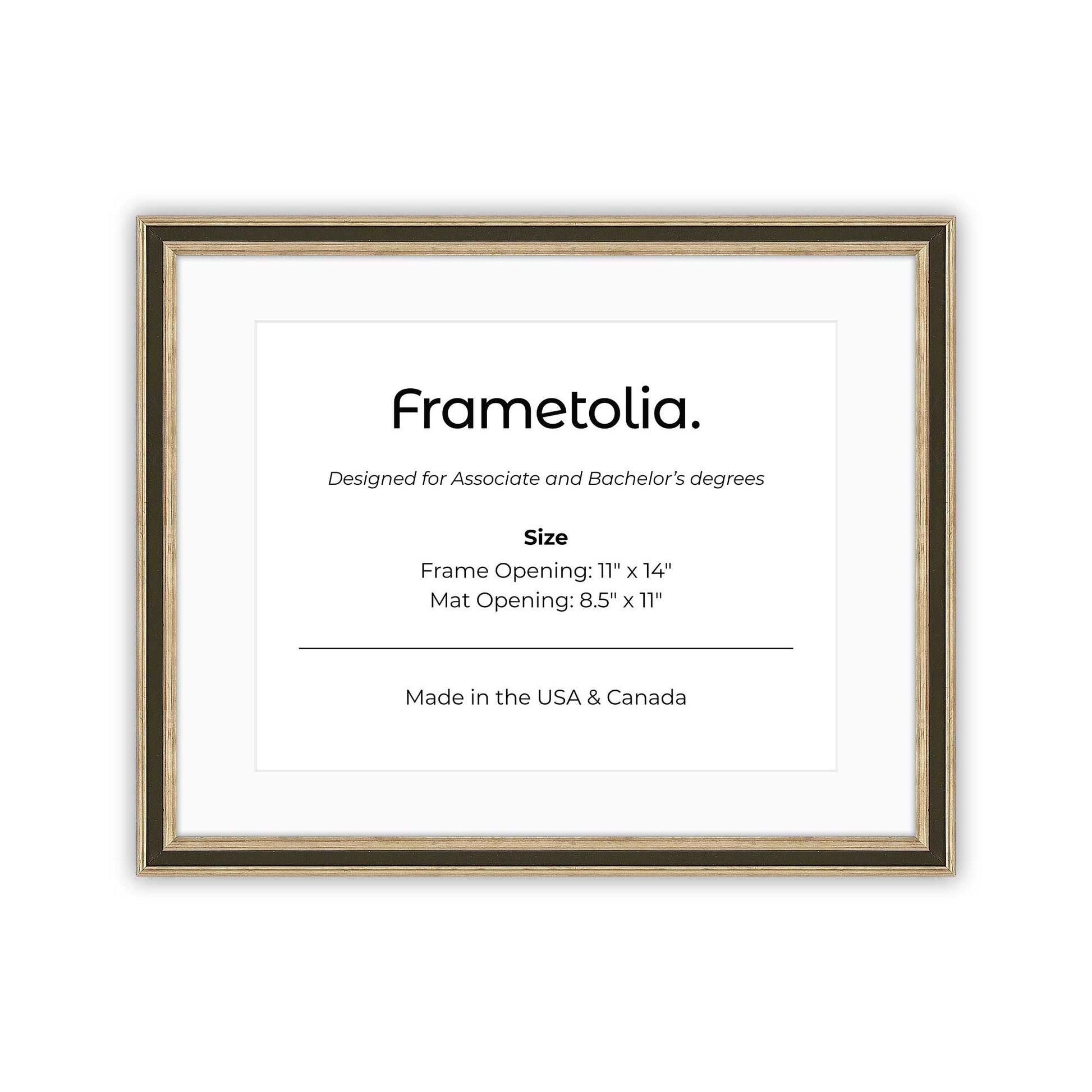 11" x 14" Gilded Silver FAMILY  Diploma Frame with mat -  8.5 x 11 opening