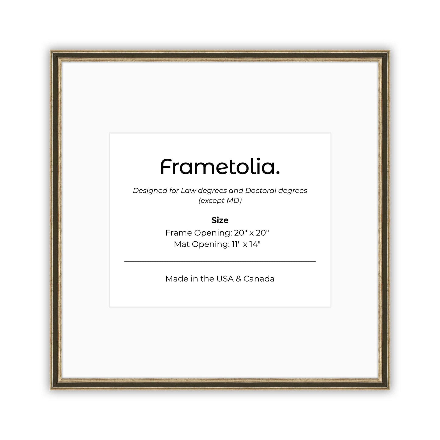 20" x 20" Gilded Silver FAMILY  Diploma Frame with Mat - 11 x 14 opening