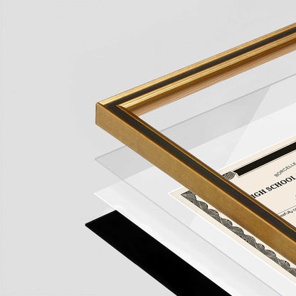 Gilded Gold FAMILY Wall Frame corner Close up with layers broken out