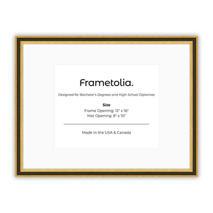 12" x 16" Gilded Gold FAMILY  Diploma Frame with Mat - 8 x 10 opening