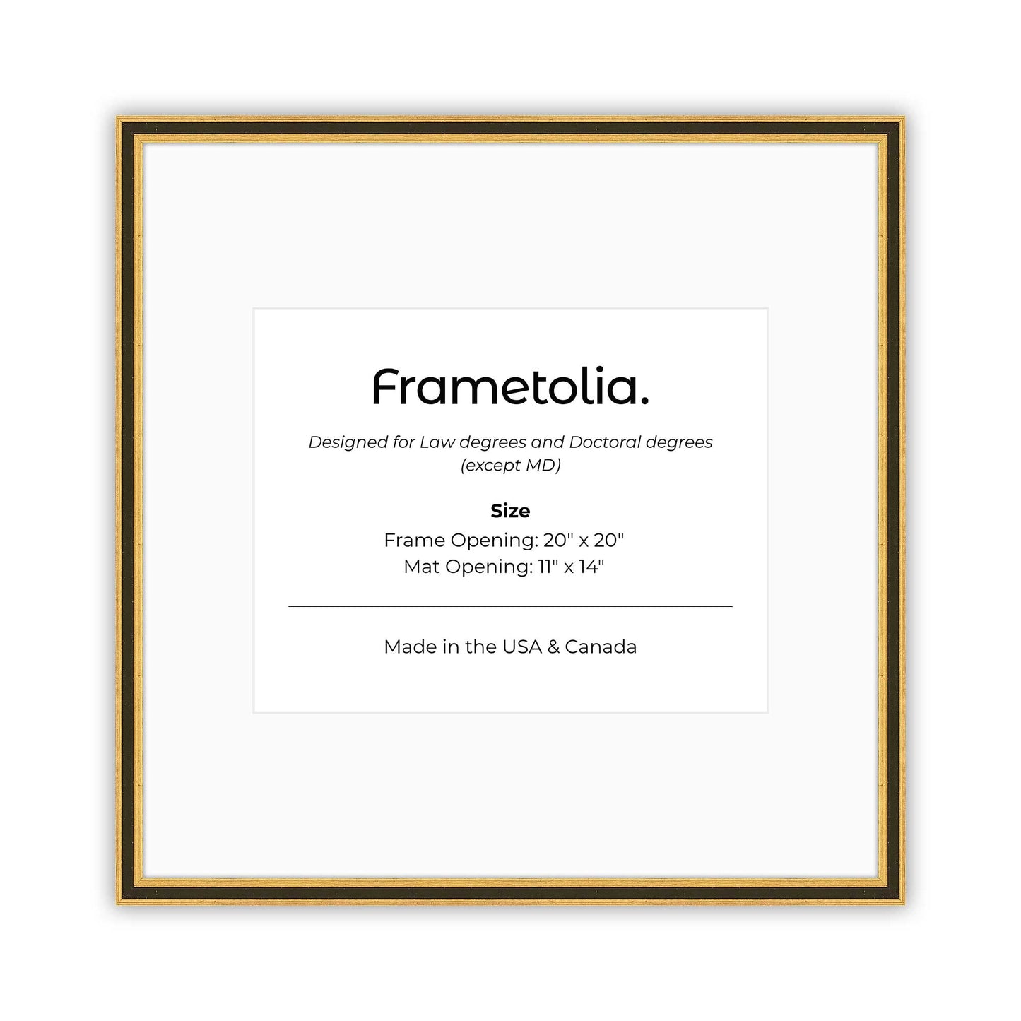 20" x 20" Gilded Gold FAMILY  Diploma Frame with Mat - 11 x 14 opening