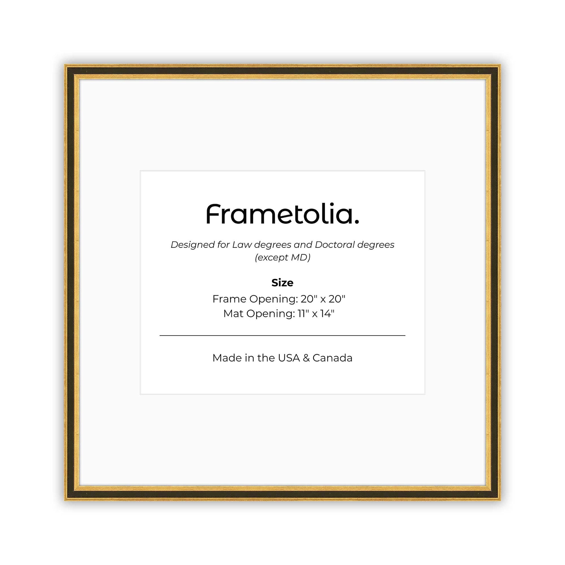 20" x 20" Gilded Gold FAMILY  Diploma Frame with Mat - 11 x 14 opening