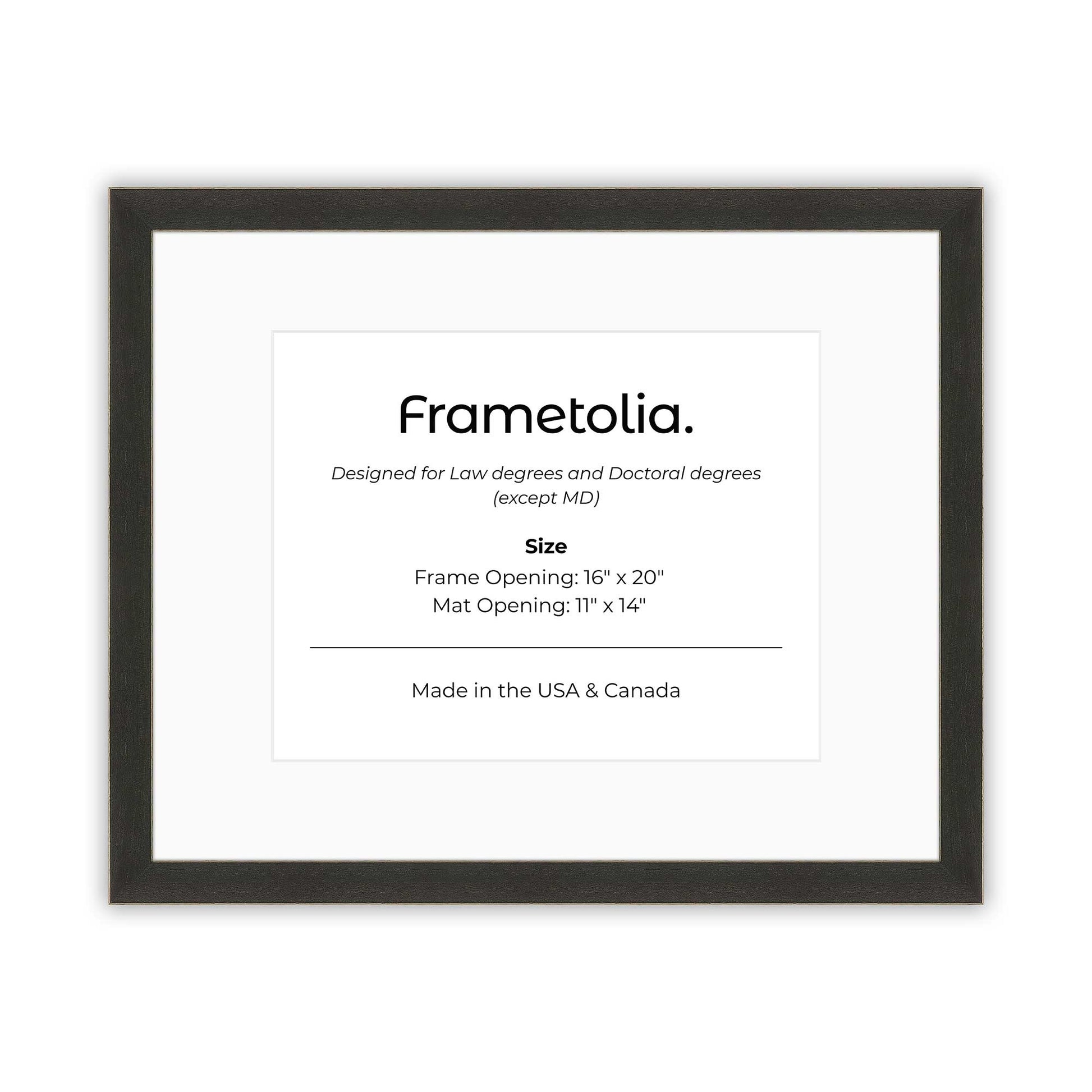 16" x 20" Village Coal FAMILY  Diploma Frame with Mat - 11 x 14 opening