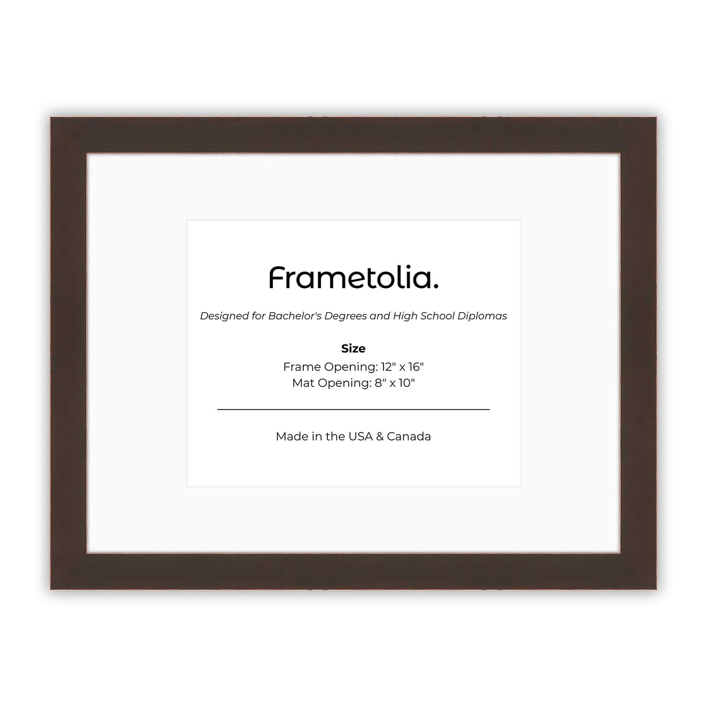 12" x 16" Mahogany FAMILY  Diploma Frame with Mat - 8 x 10 opening