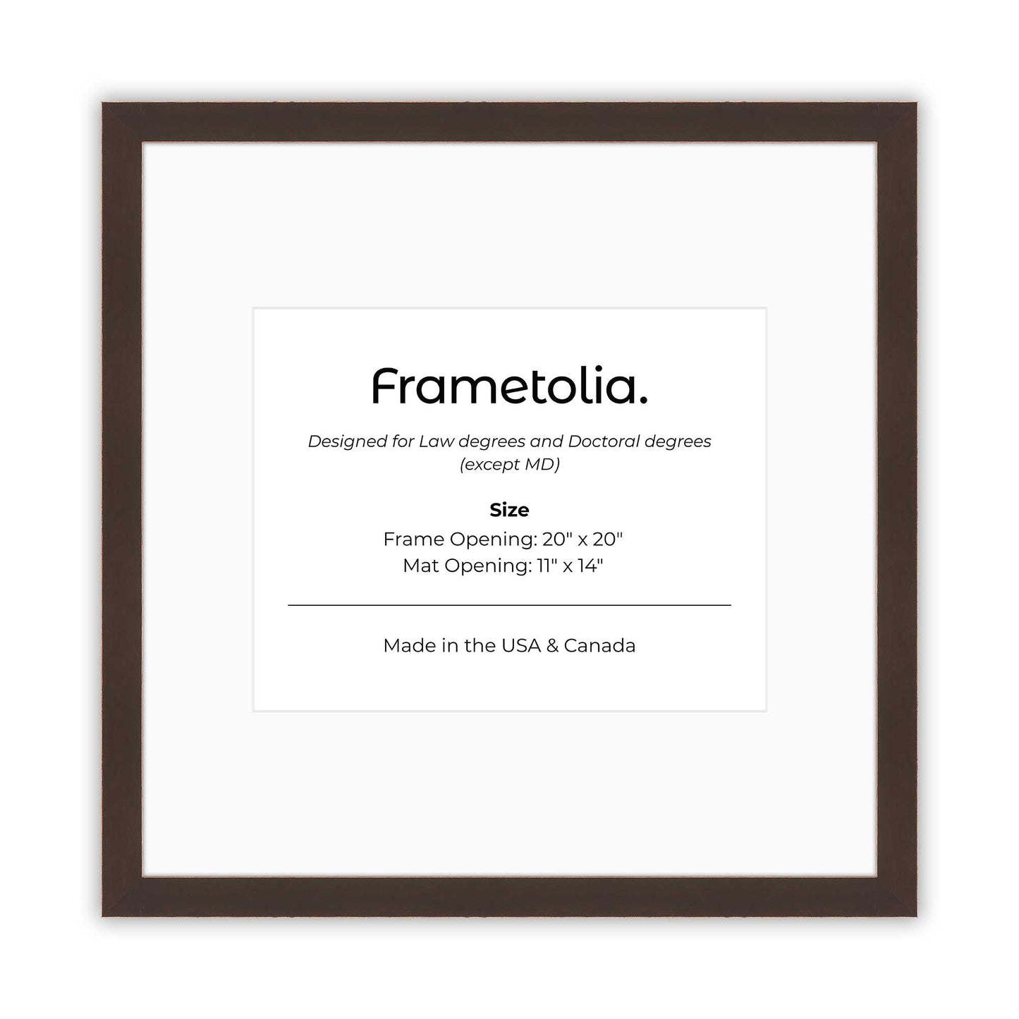 20" x 20" Mahogany FAMILY  Diploma Frame with Mat - 11 x 14 opening