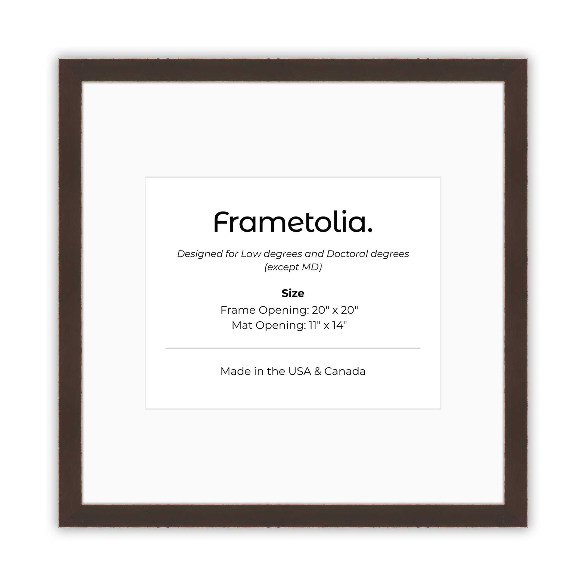 20" x 20" Mahogany FAMILY  Diploma Frame with Mat - 11 x 14 opening