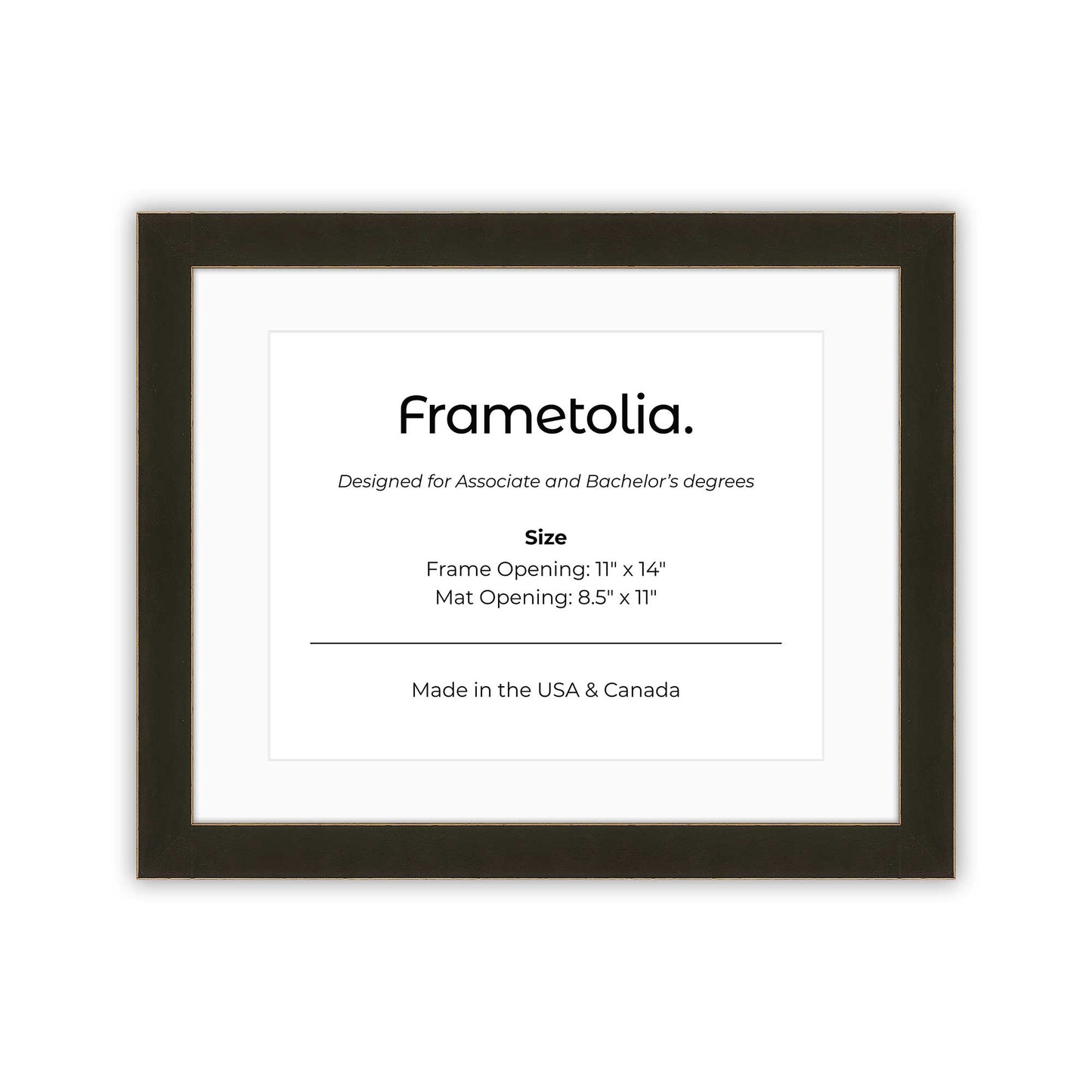 11" x 14" Bravo Brown FAMILY  Diploma Frame with mat -  8.5 x 11 opening