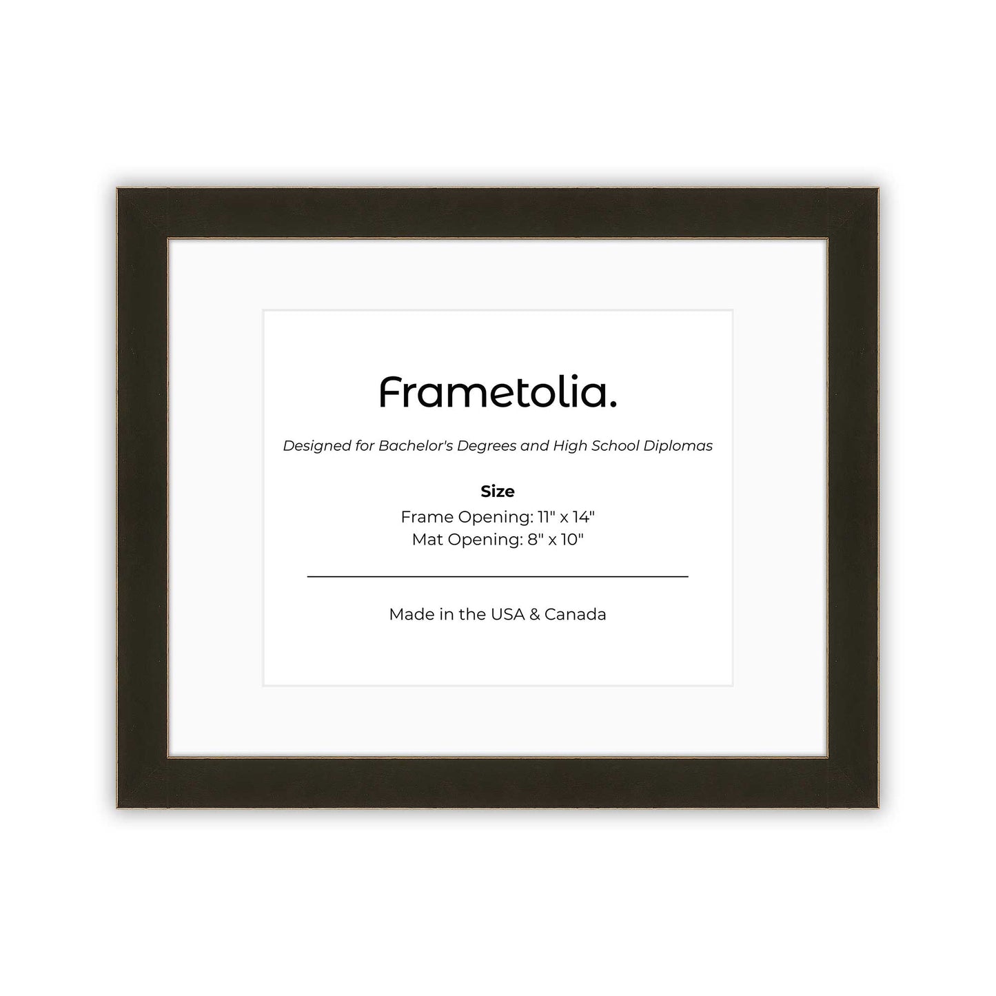 11" x 14" Bravo Brown FAMILY  Diploma Frame with Mat - 8 x 10 opening