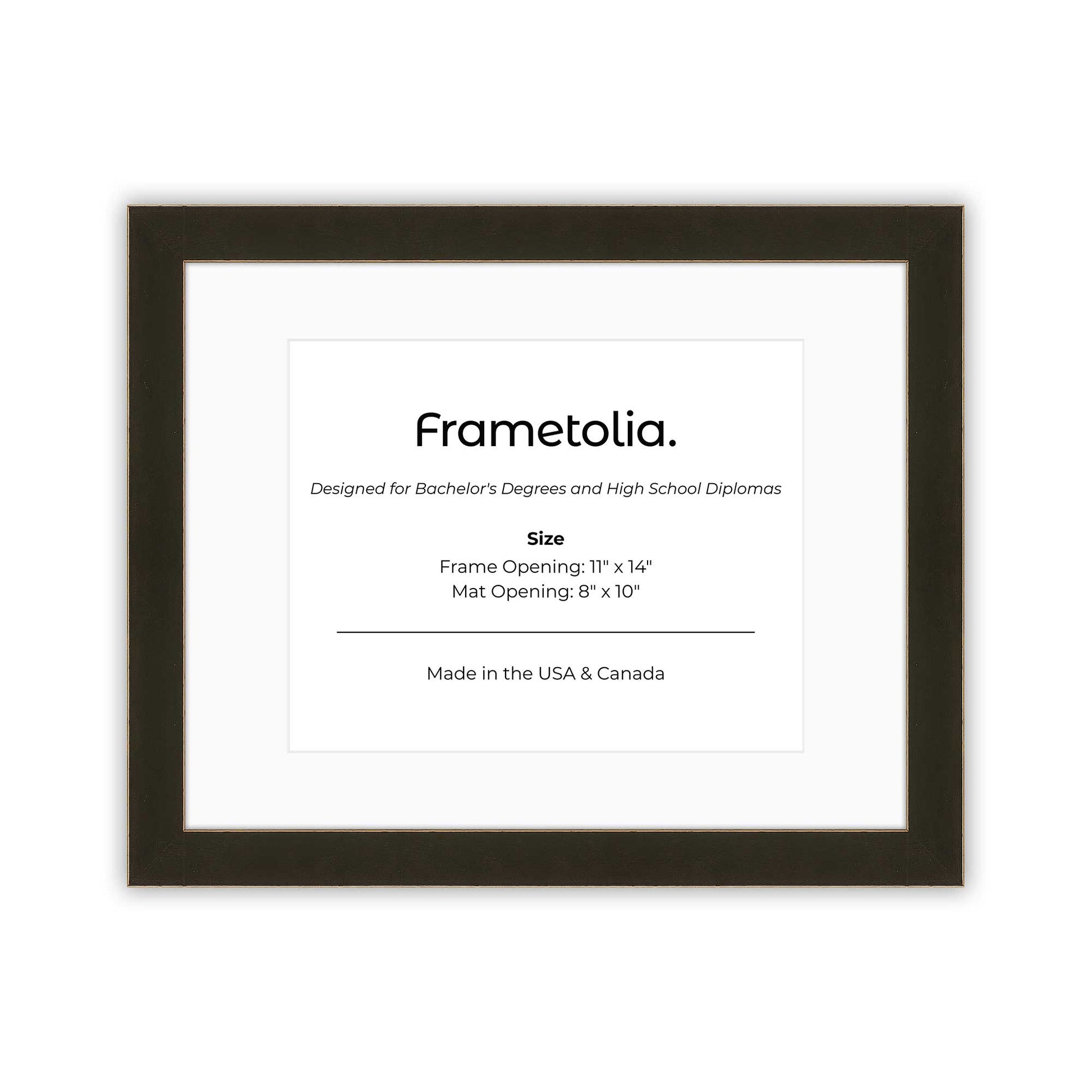 11" x 14" Bravo Brown FAMILY  Diploma Frame with Mat - 8 x 10 opening